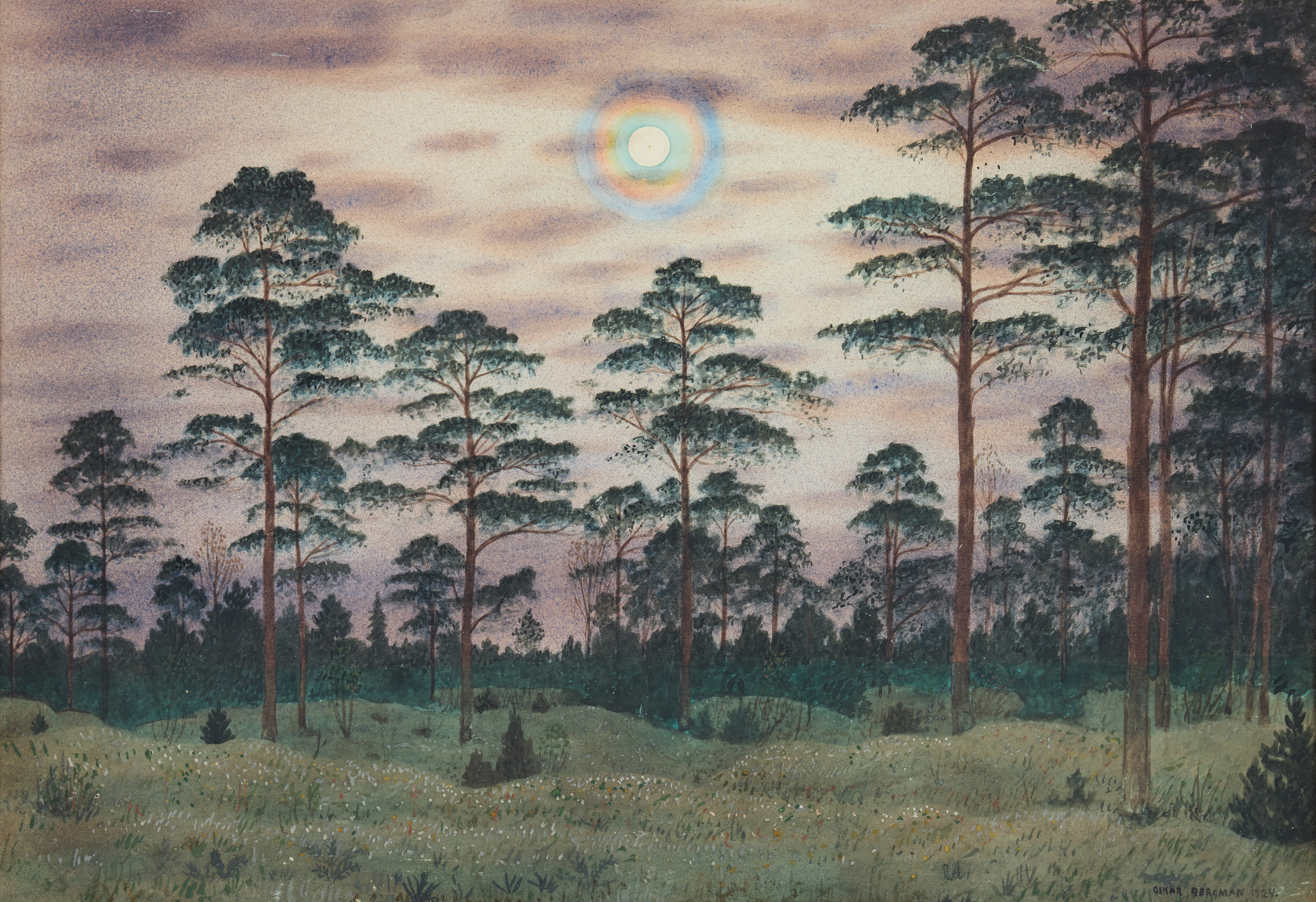 OSKAR BERGMAN. "Månsken i skogen".