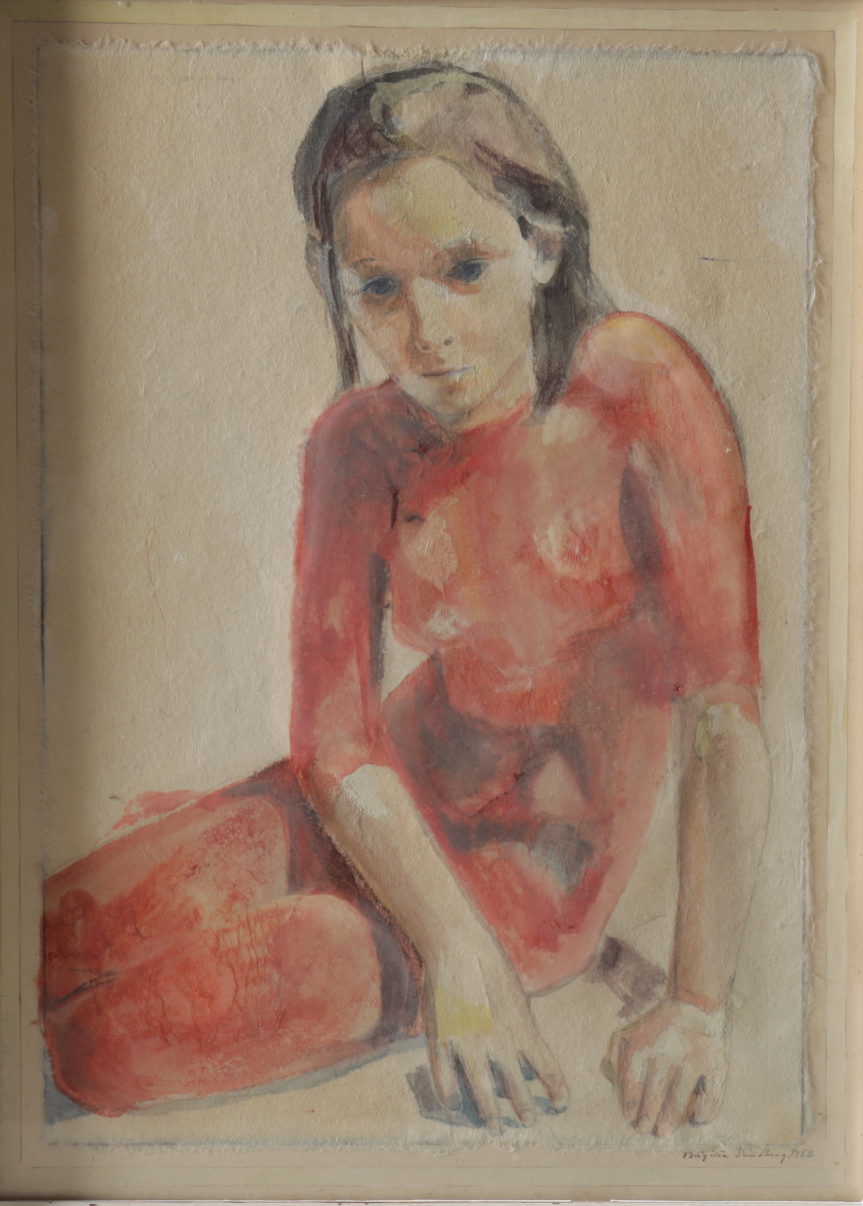 BIRGITTA SANDBERG. blandteknik på papper, signerad & daterad 1952.