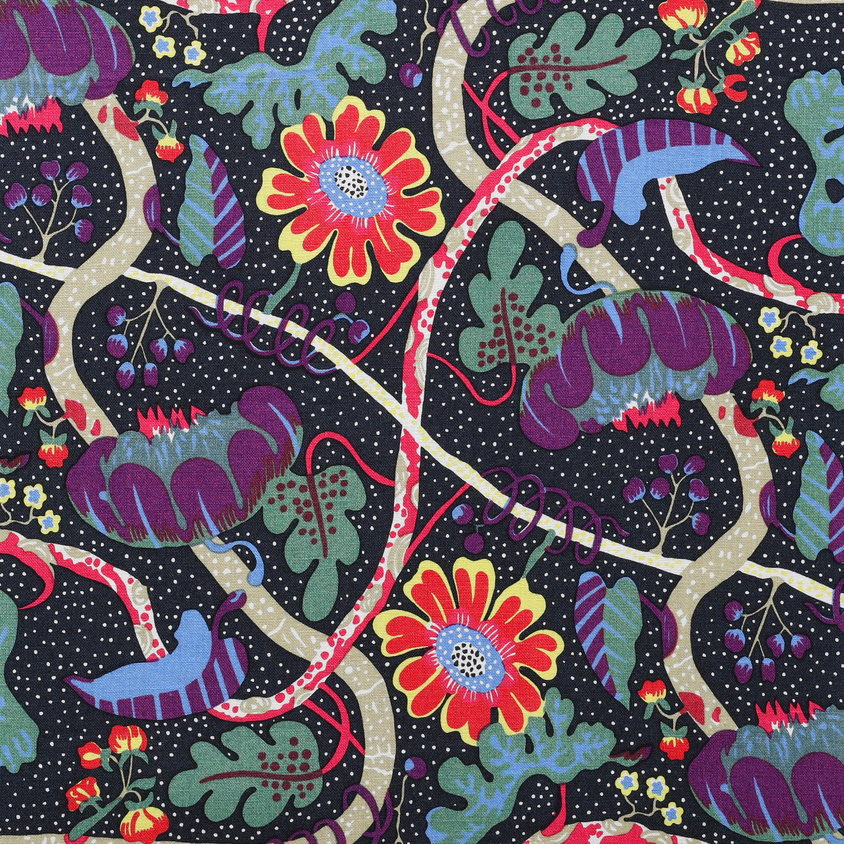 JOSEF FRANK. Textil, uppspänd på ram, "Mirakel", Firma Svenskt Tenn.