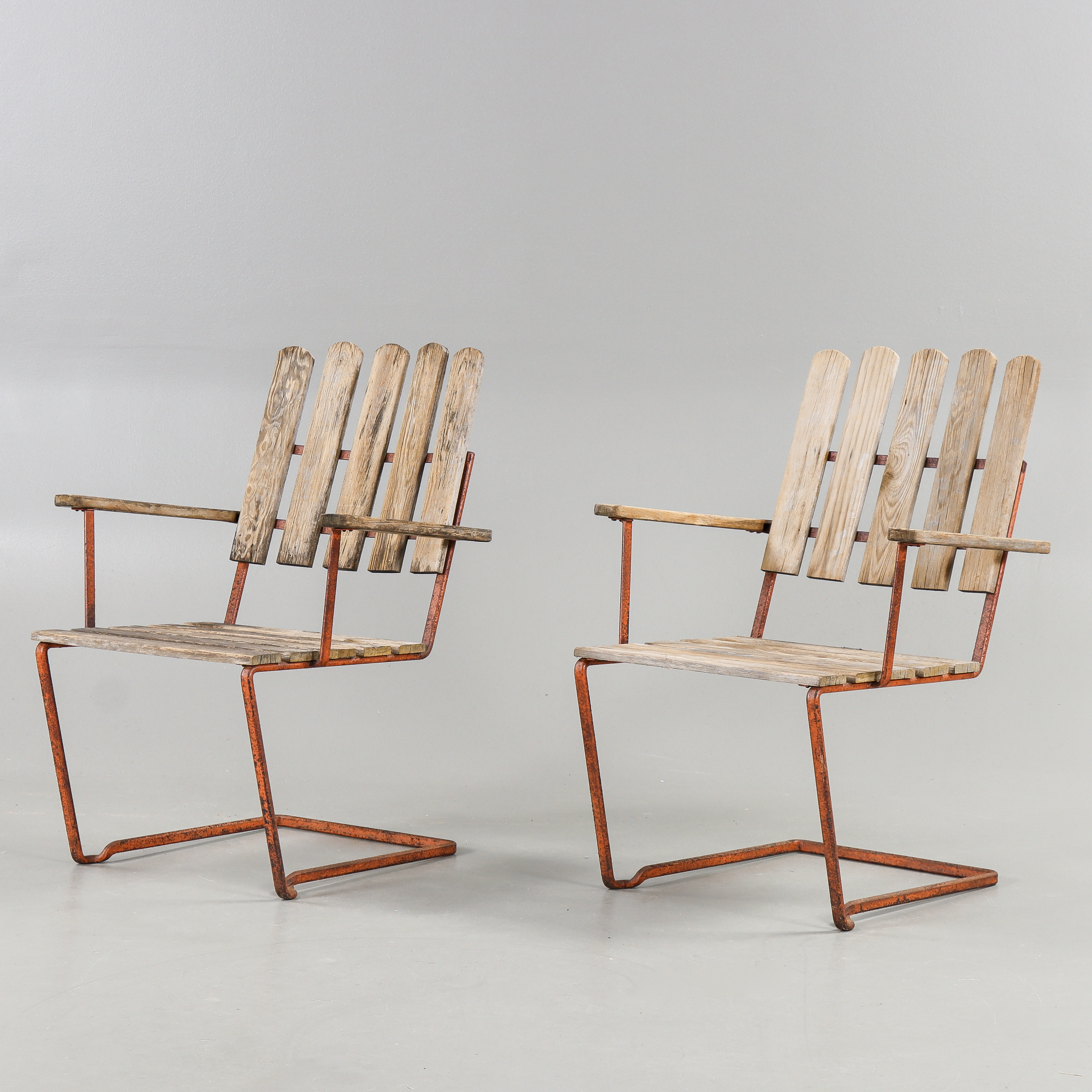 TRÄDGÅRDSSTOLAR 2 stycken "A2" Grythyttan Stålmöbler, 1960-tal.