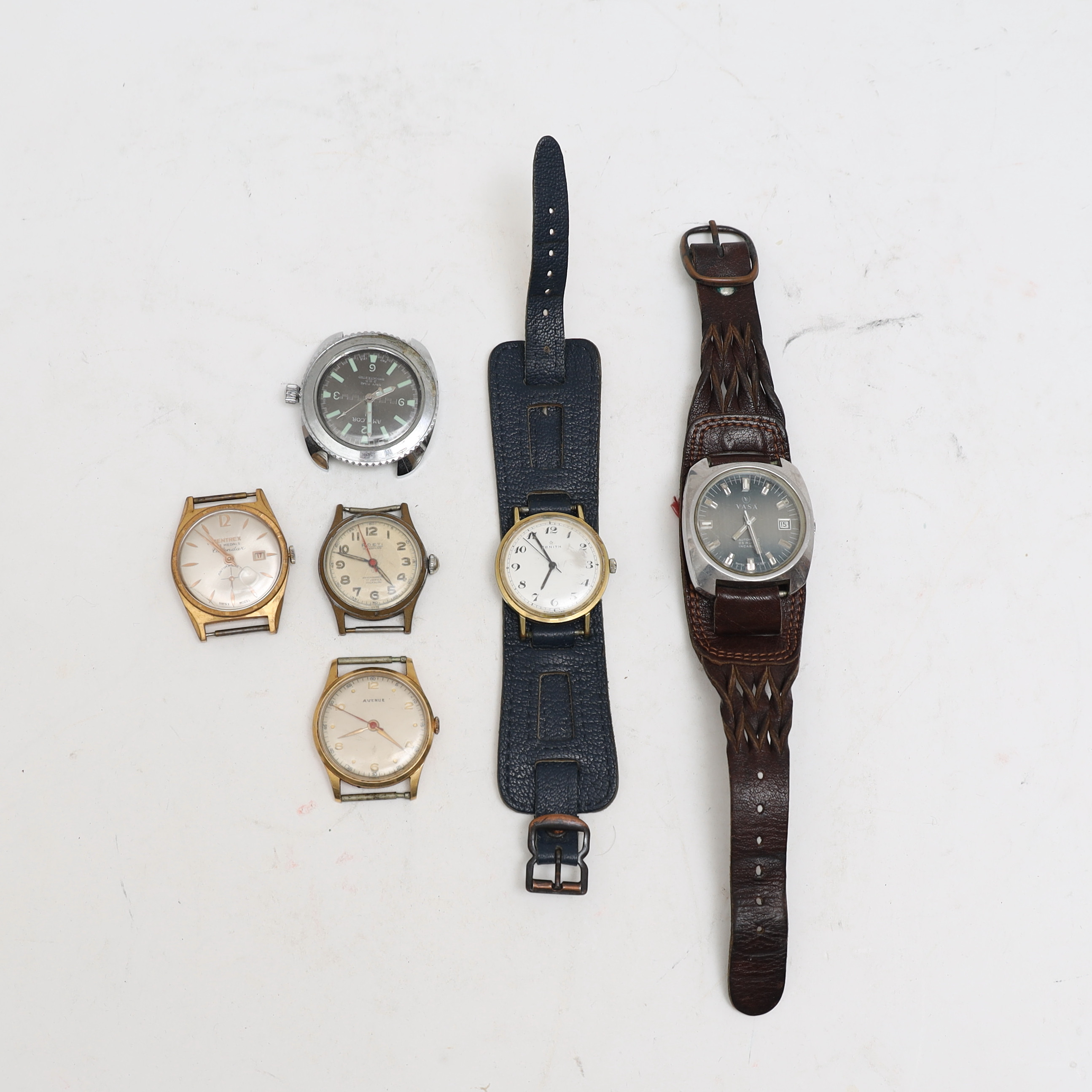 ARMBANDSUR, 6st, Zenith, amulcor, vasa med flera.