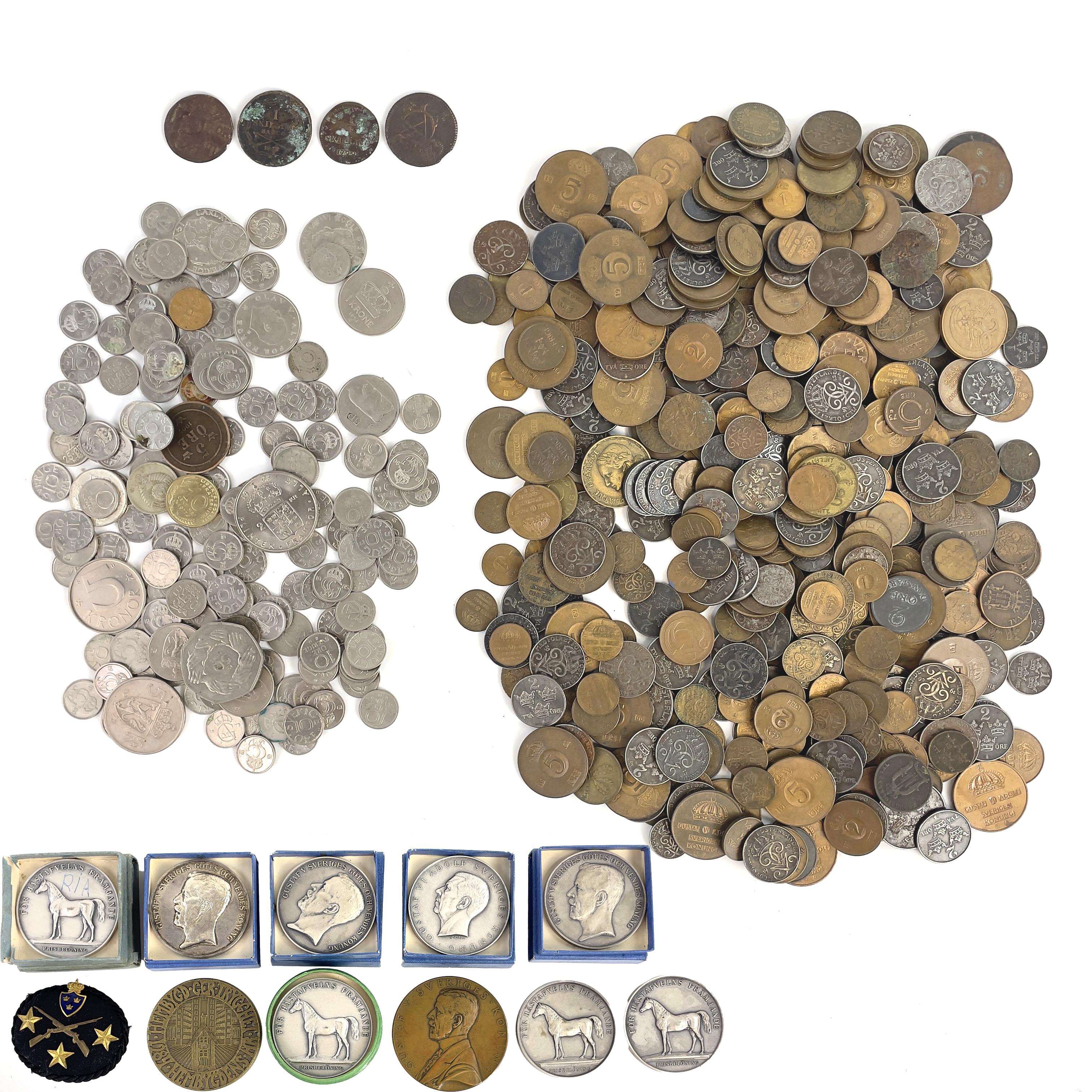 PARTI MEDALJER/MYNT, 1600-2000-tal, bl a silver, för hästavelns främjande.