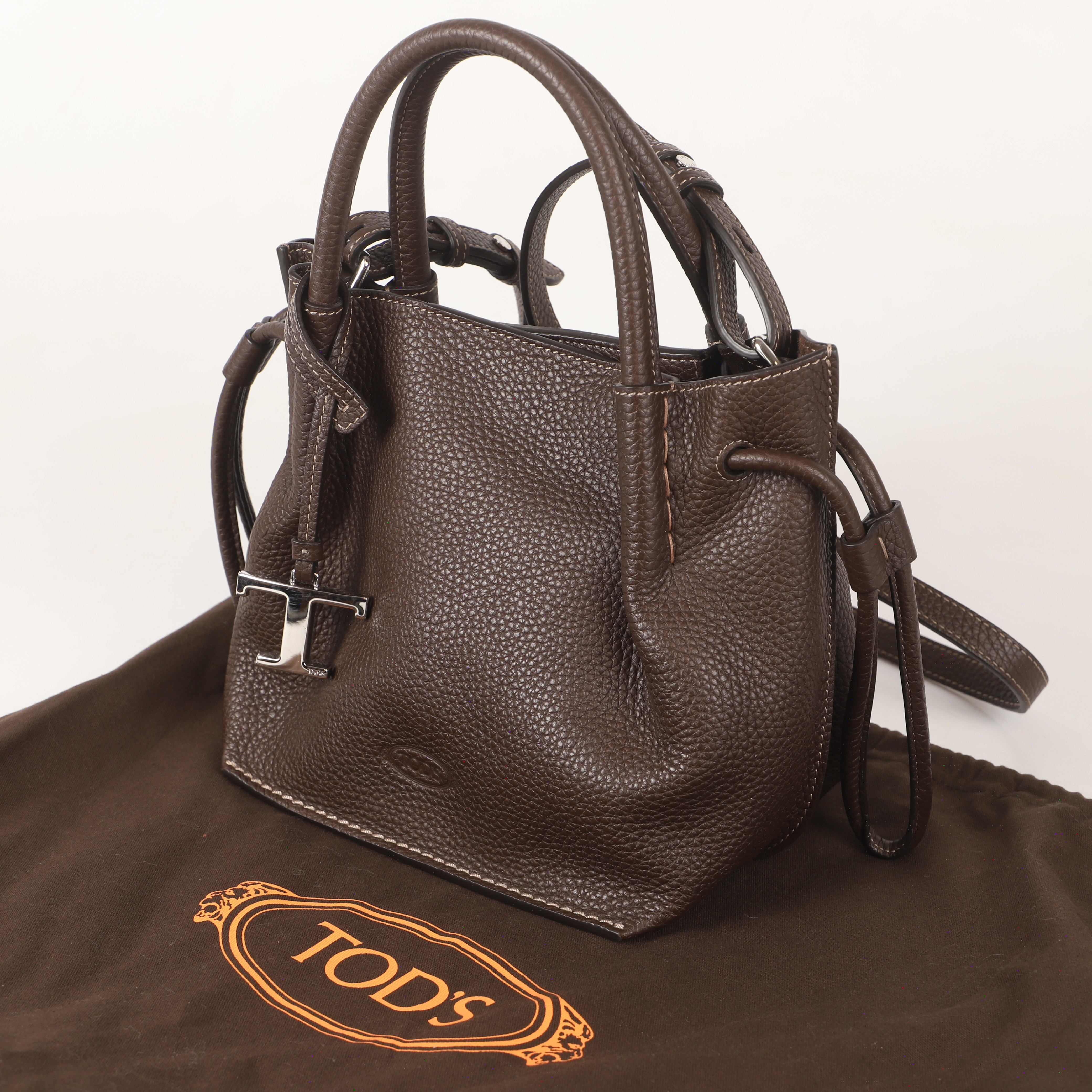 TOD'S. Väska, "T Timeless", brunt skinn, Italien.