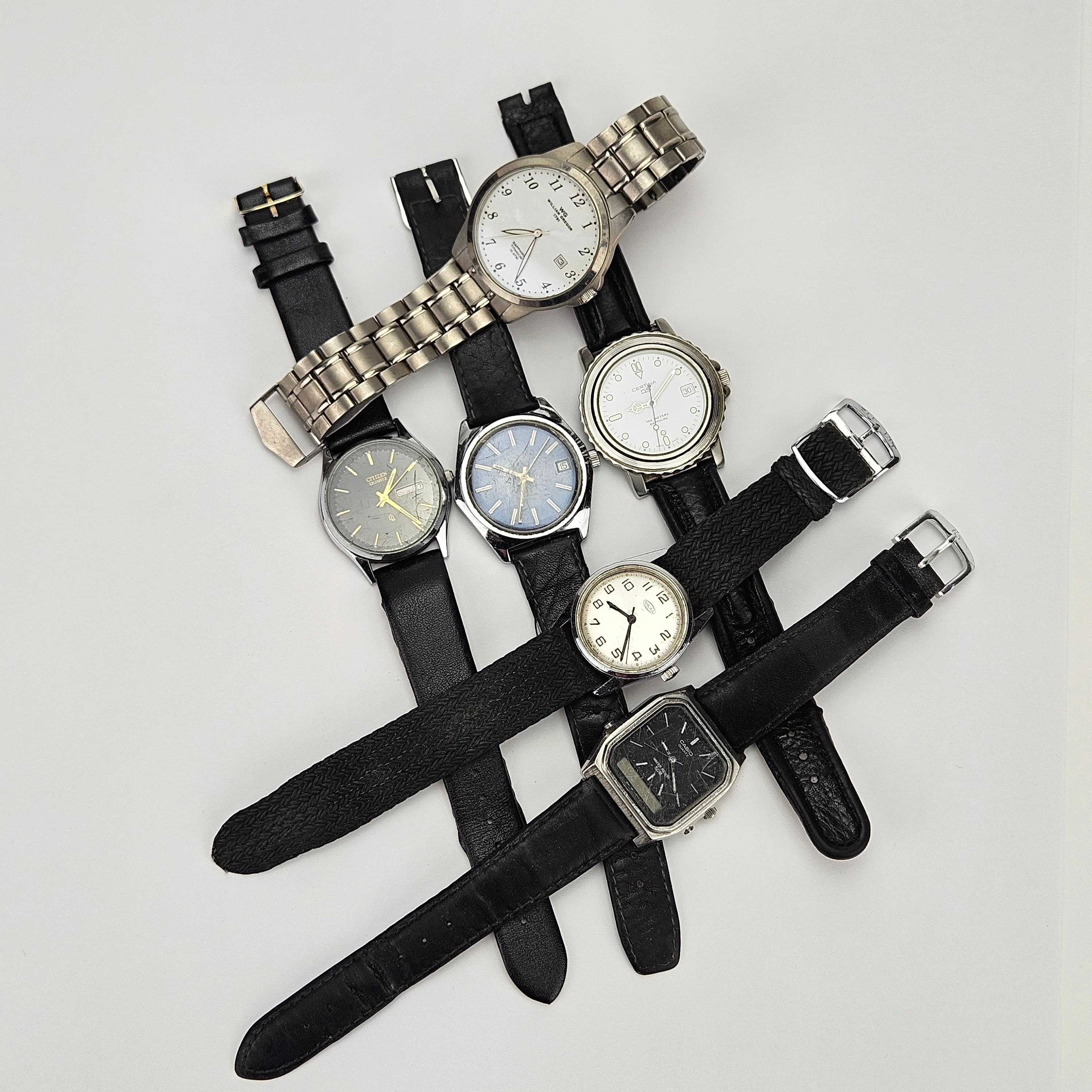ARMBANDSUR, 6 st, stål, Certina DS Sapphire, Nilax, William Gregor, Casio, Olma, Citizen.