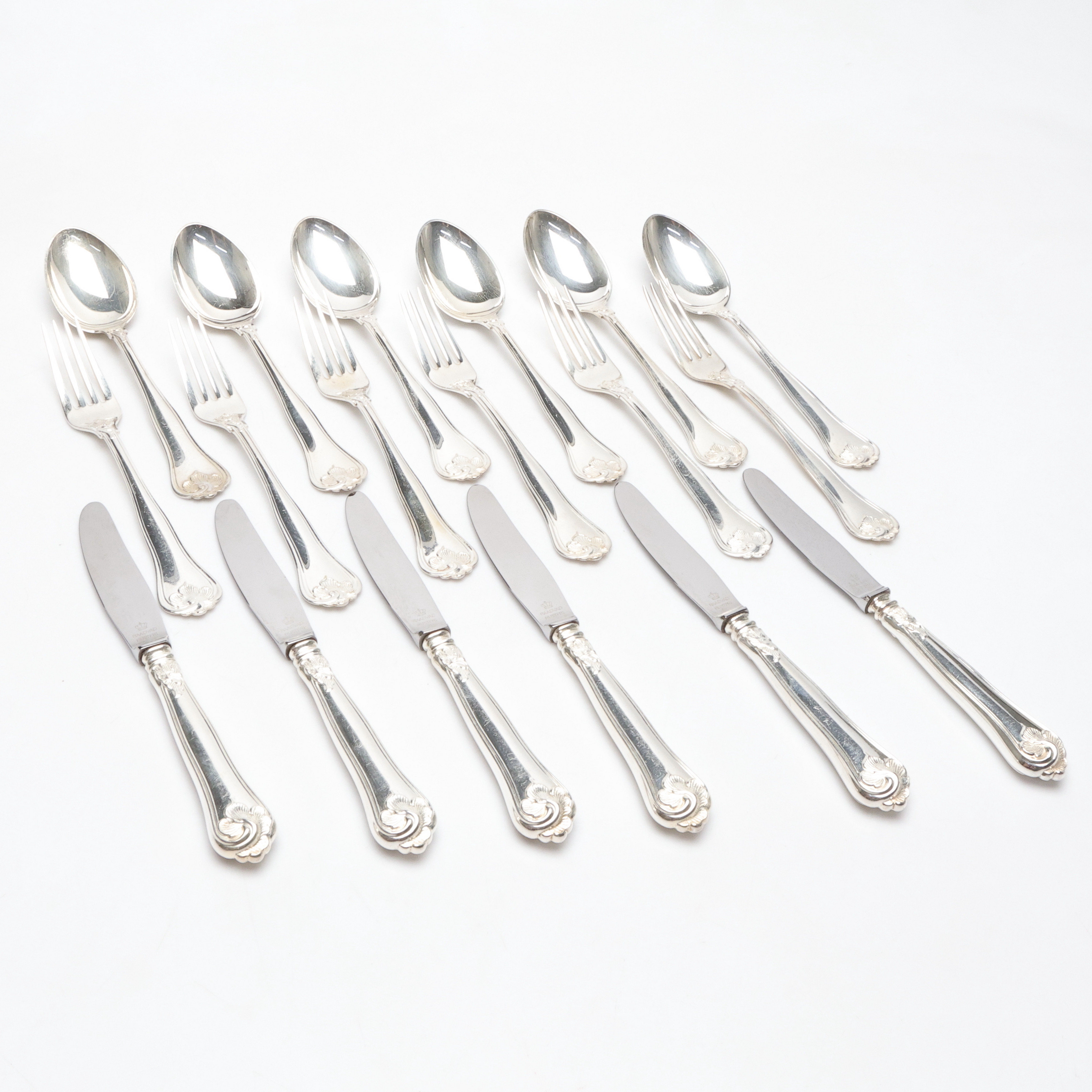 BESTICKSERVISDELAR, 18st, "Sachsisk", silver, Cohr.