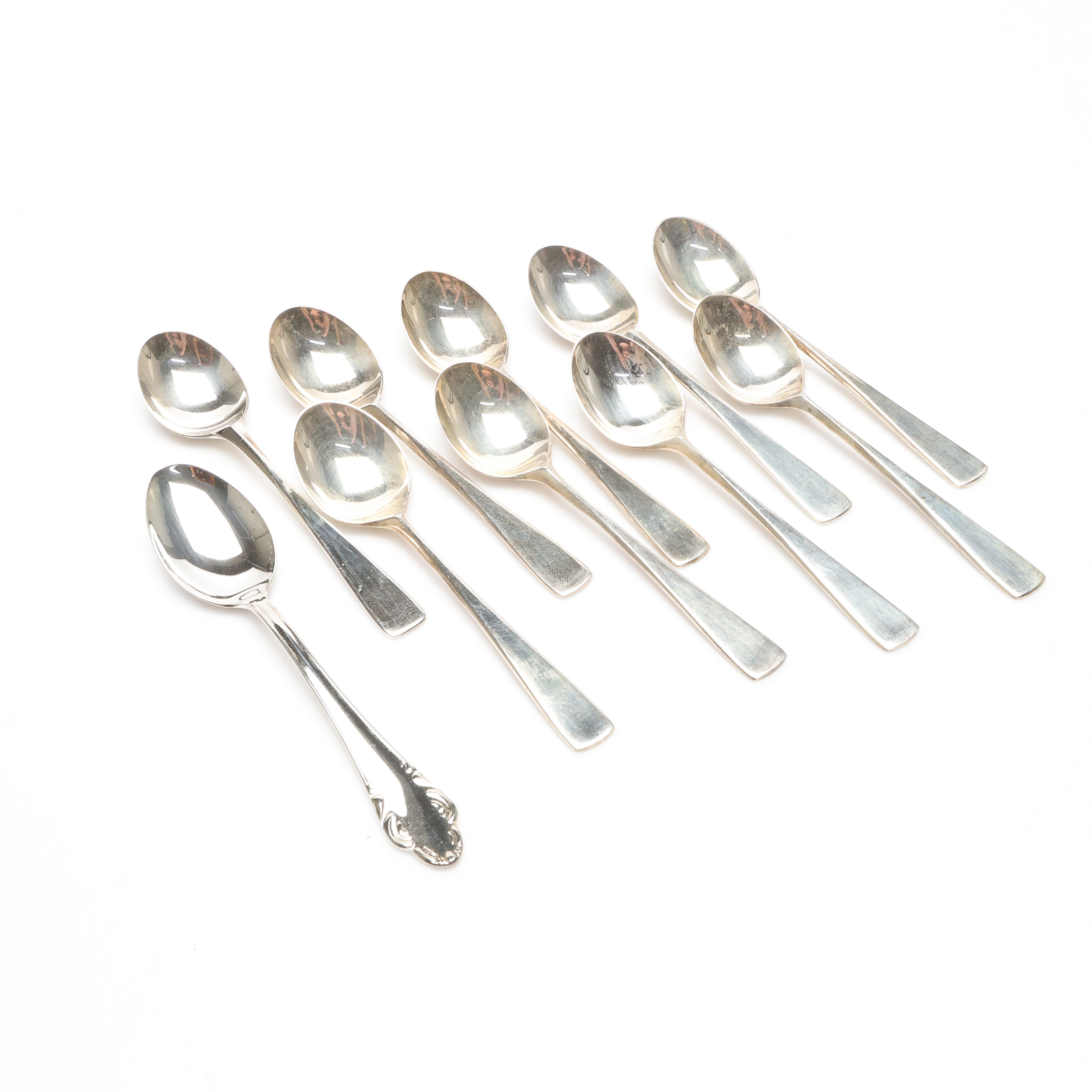 KAFFESKEDAR, 9+1st, silver, mestadels, MGAB, vikt ca 130 gram.