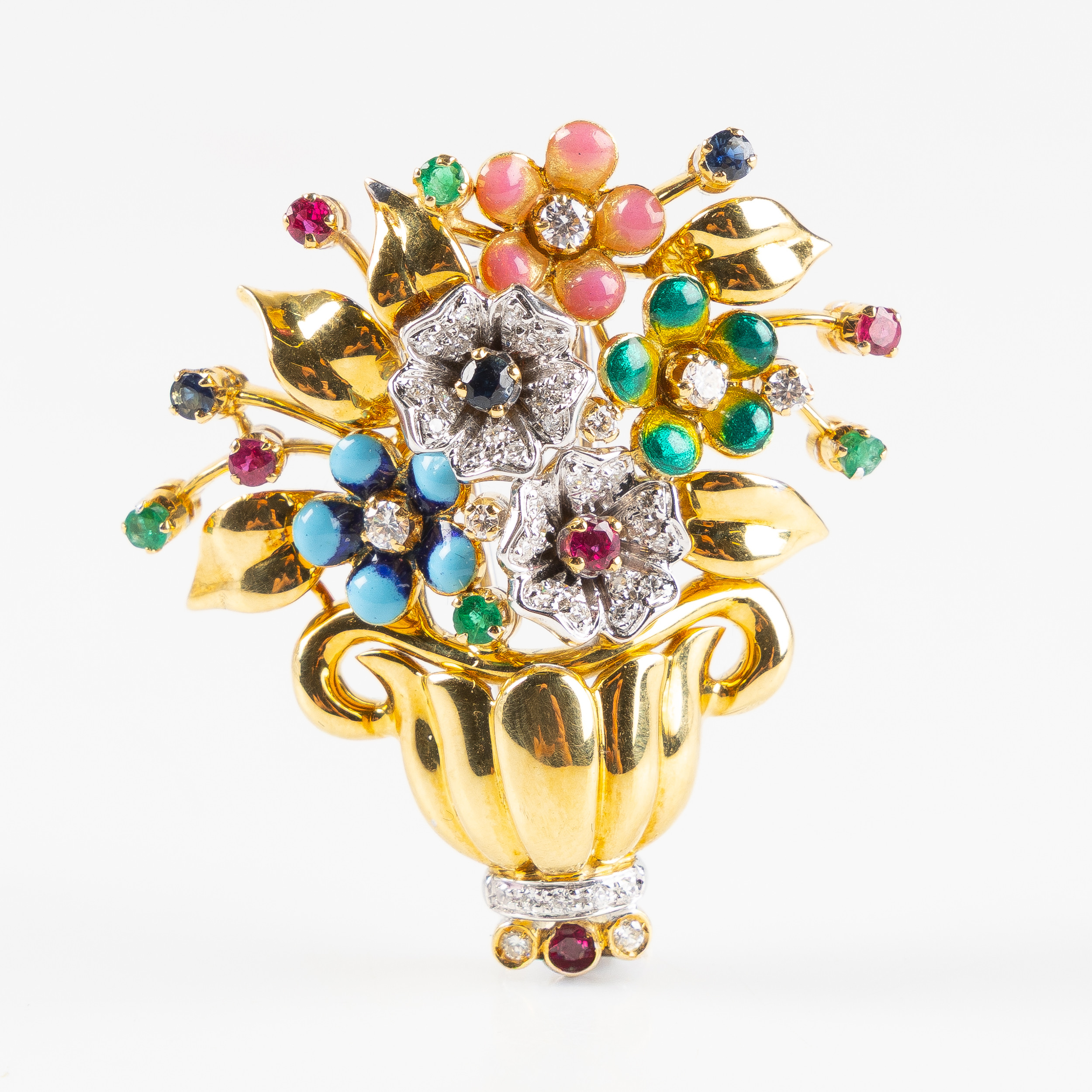BROSCH, 'Giardinetti - liten trädgård', 18K guld, 1950-60- tal.
