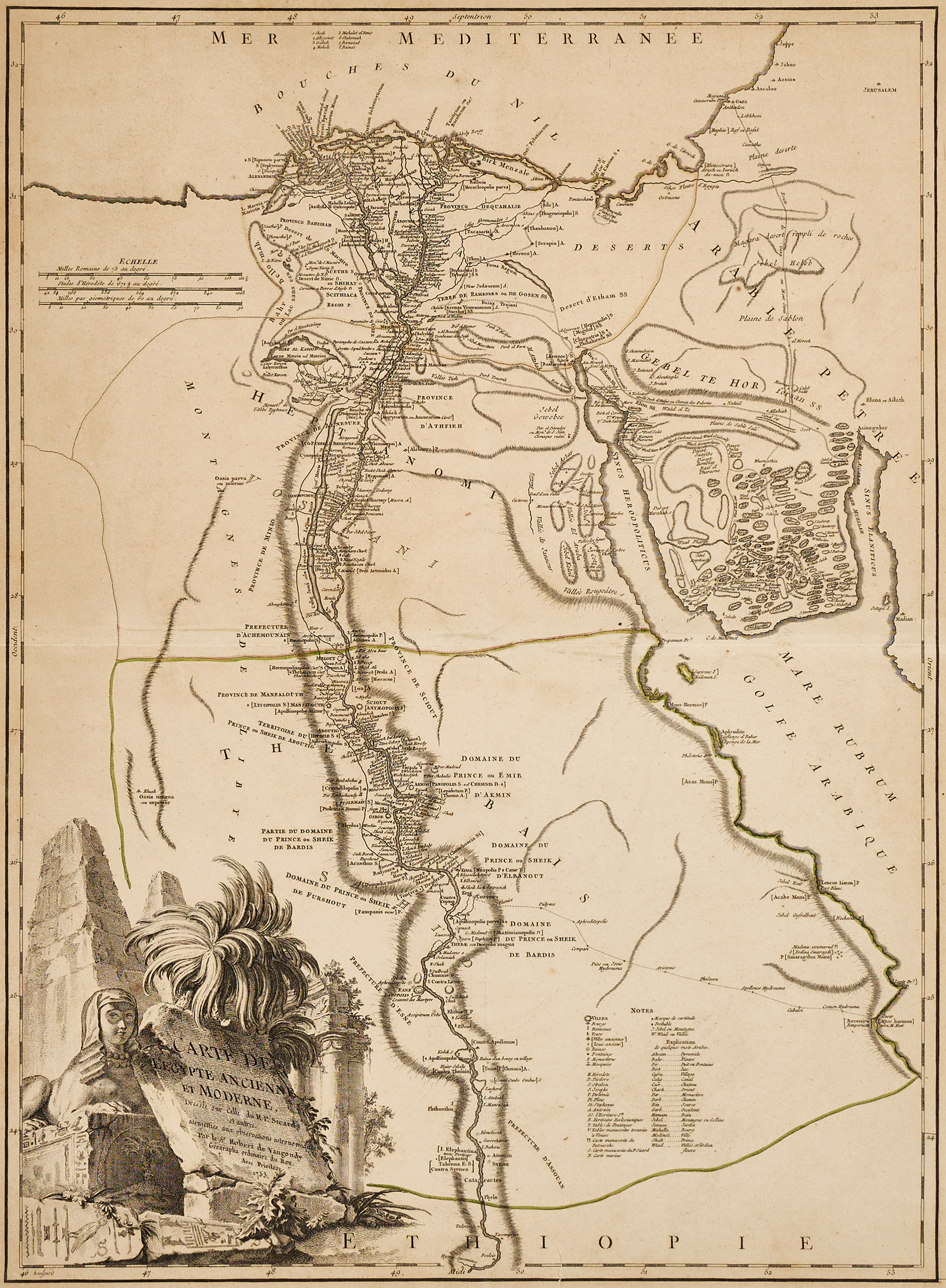 VAUGONDY, Carte de L'Egypte Ancienne et Moderne, 1753.