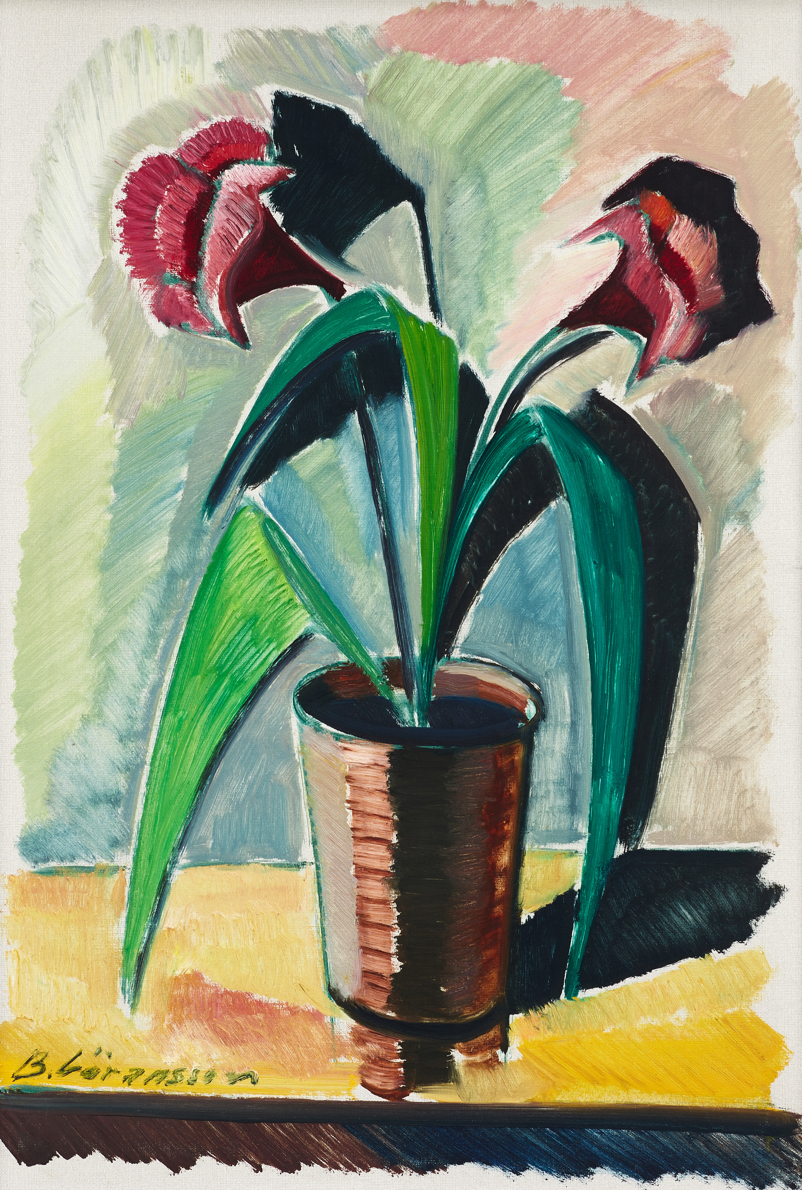 BROR GÖRANSSON (1915-1971). Blomsterstilleben, signerad, olja på duk.