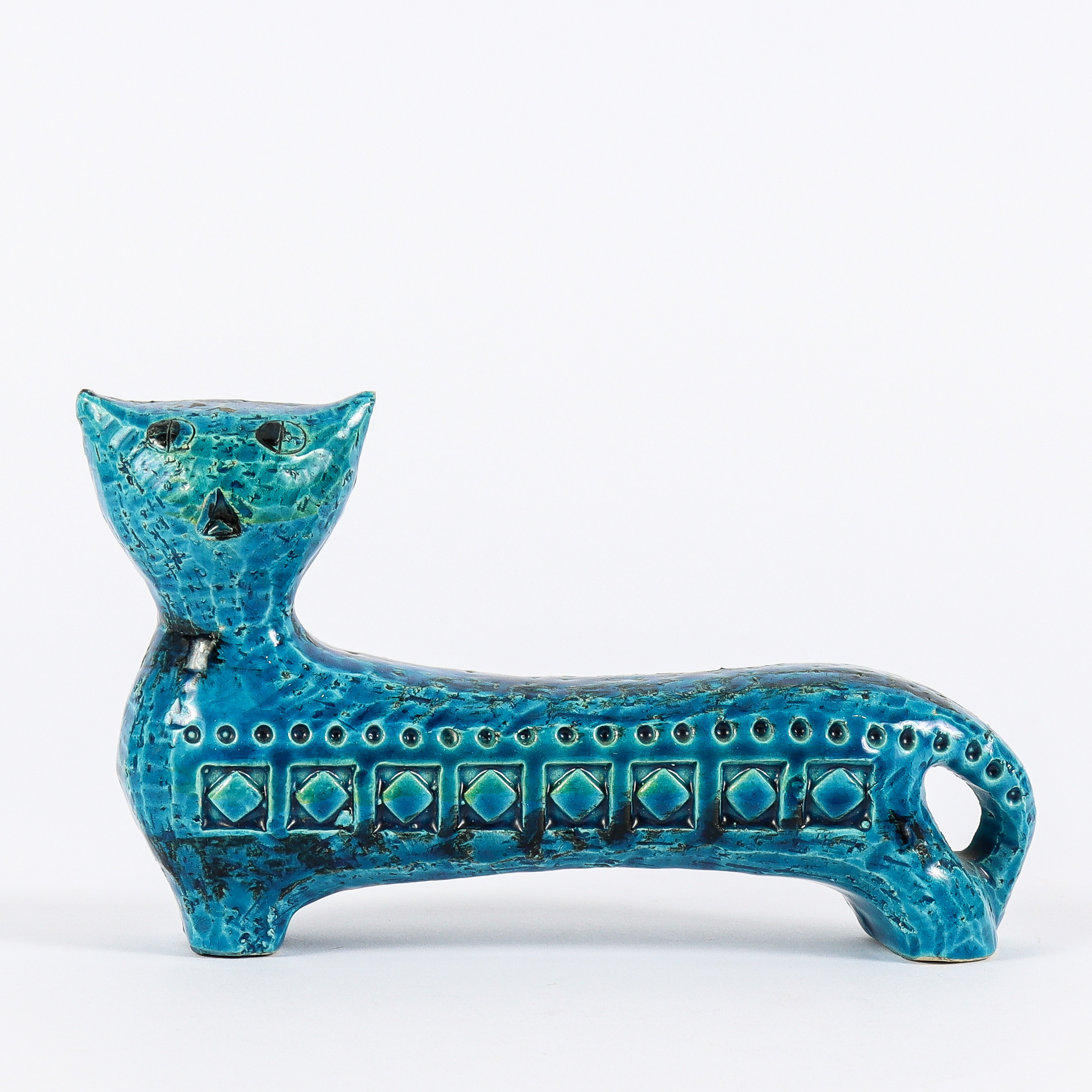 ALDO LONDI. Katt, "Rimini Blue", Bitossi, Italien.