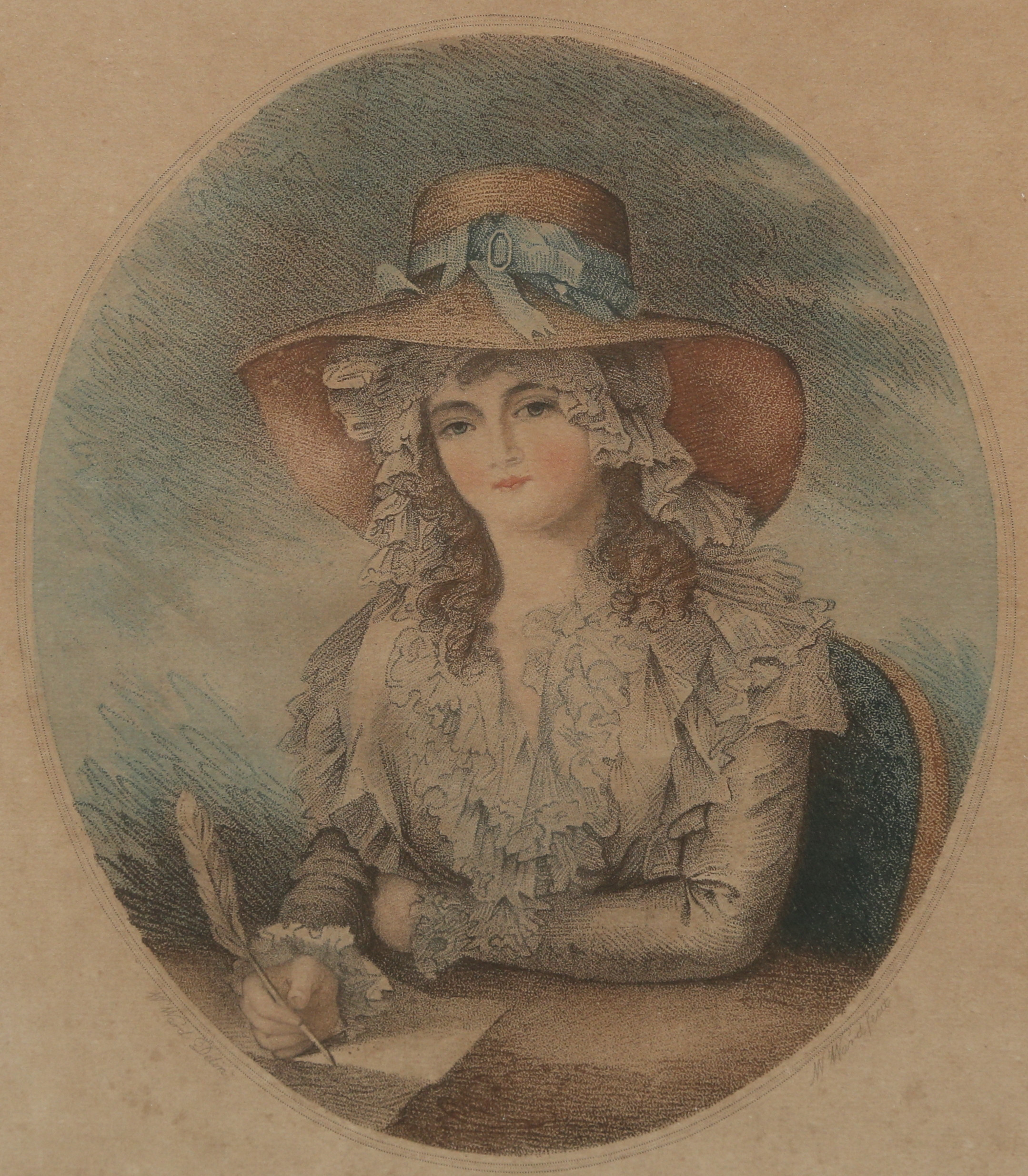 WILLIAM WARD. (1766-1826), "Hesitation", grafisk blad, kolorerat, England.
