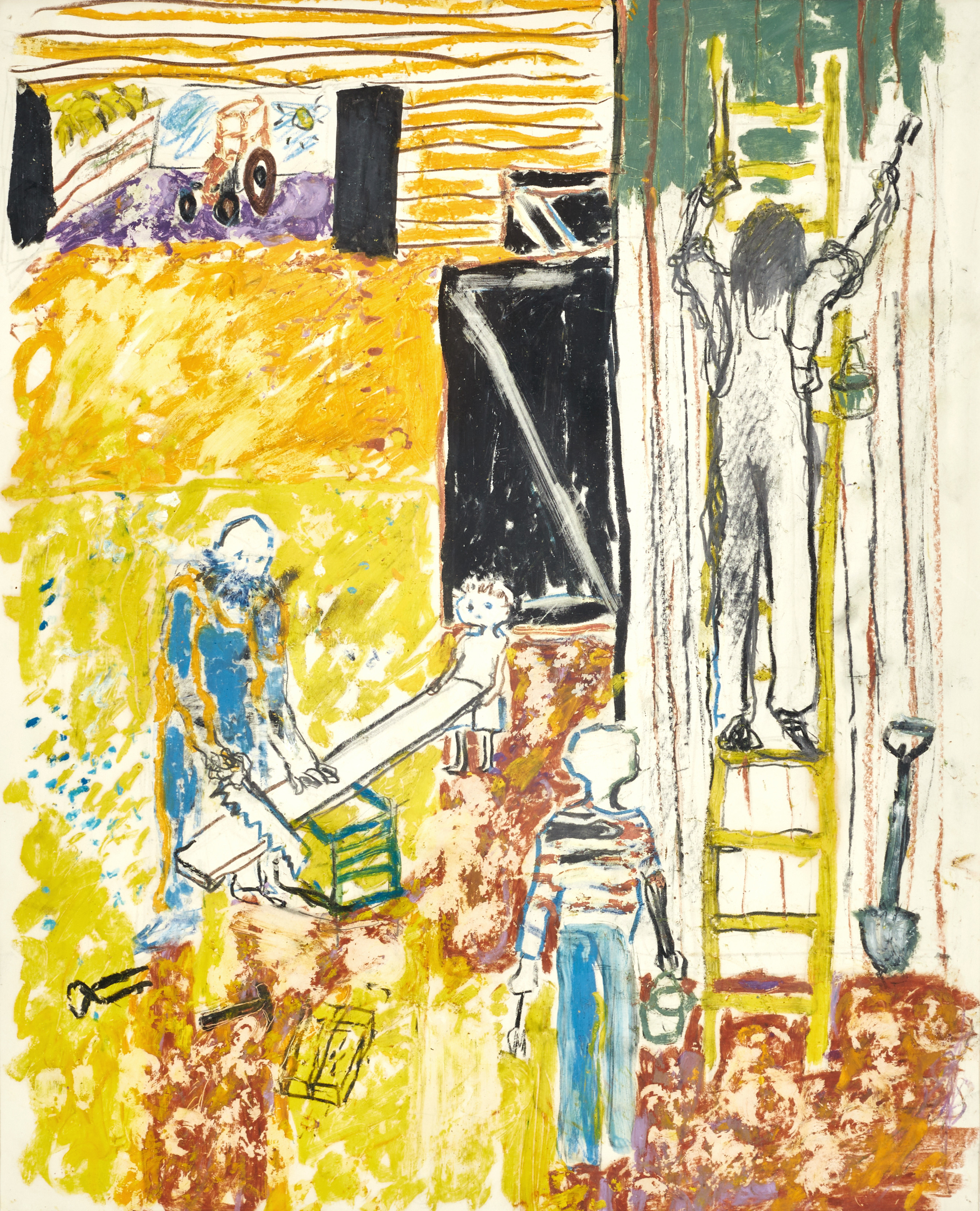 JÖRGEN FOGELQUIST (1927-2005). TILLSKRIVEN. Figurkomposition, blandteknik på papper.