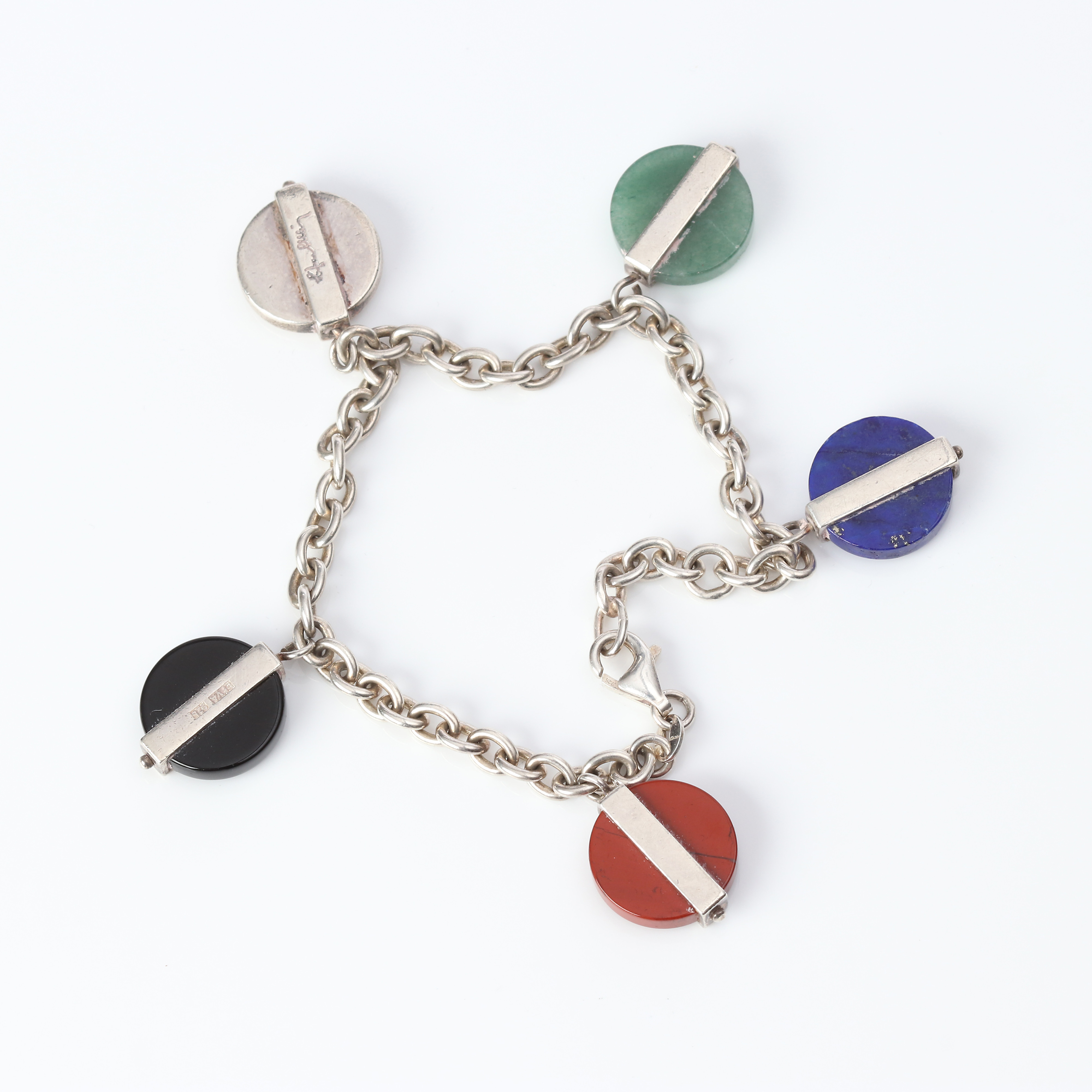 EFVA ATTLING. ARMBAND "TRUE COLORS". Sterlingsilver med lapis lazuli, aventurinkvarts, onyx och jaspis.
