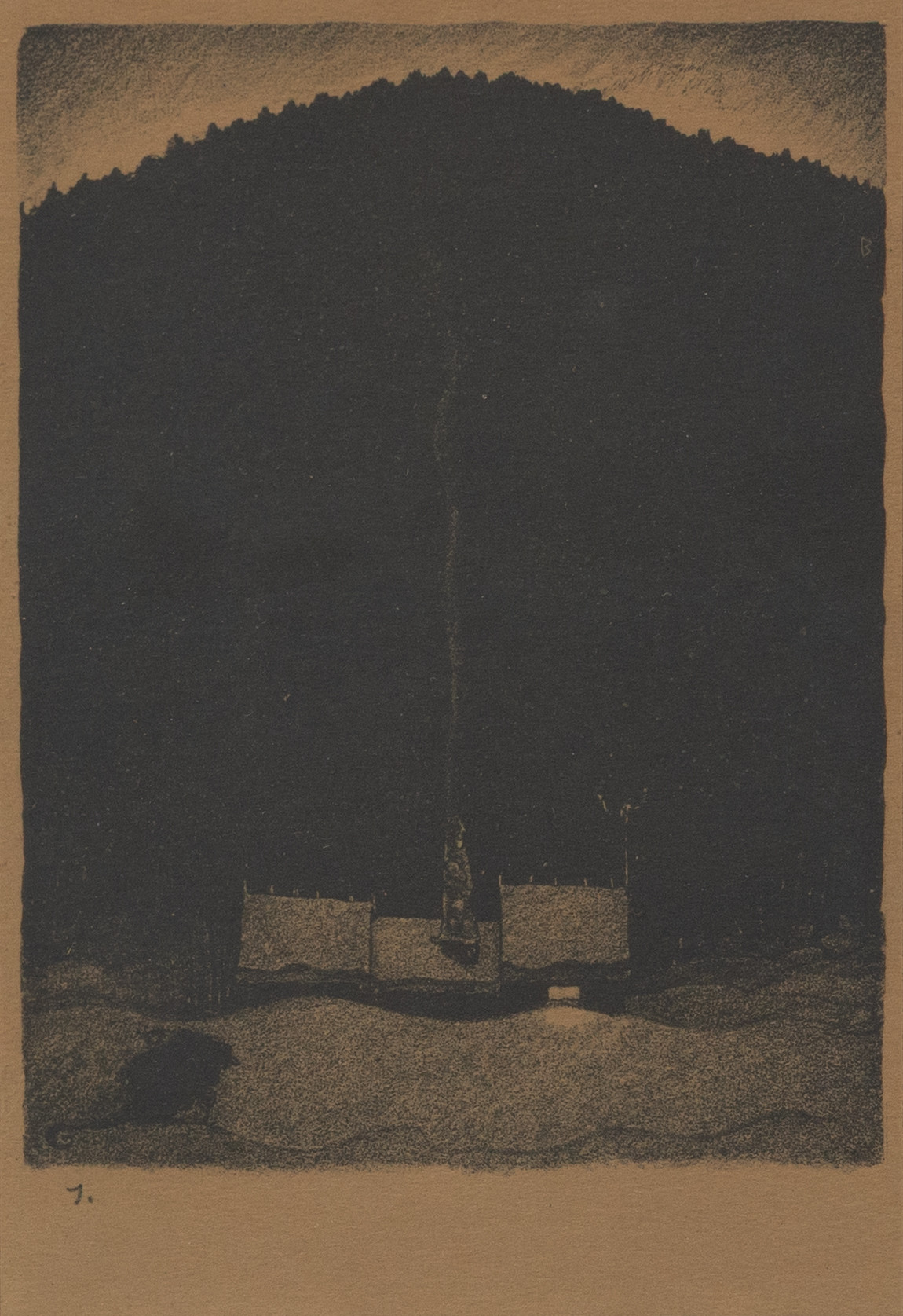 JOHN BAUER (SVERIGE, 1882-1918). ”Julafton”, originallitografi, No. 1 ur sviten "Troll", 1915, Ernst Bauers förlag, Göteborg.