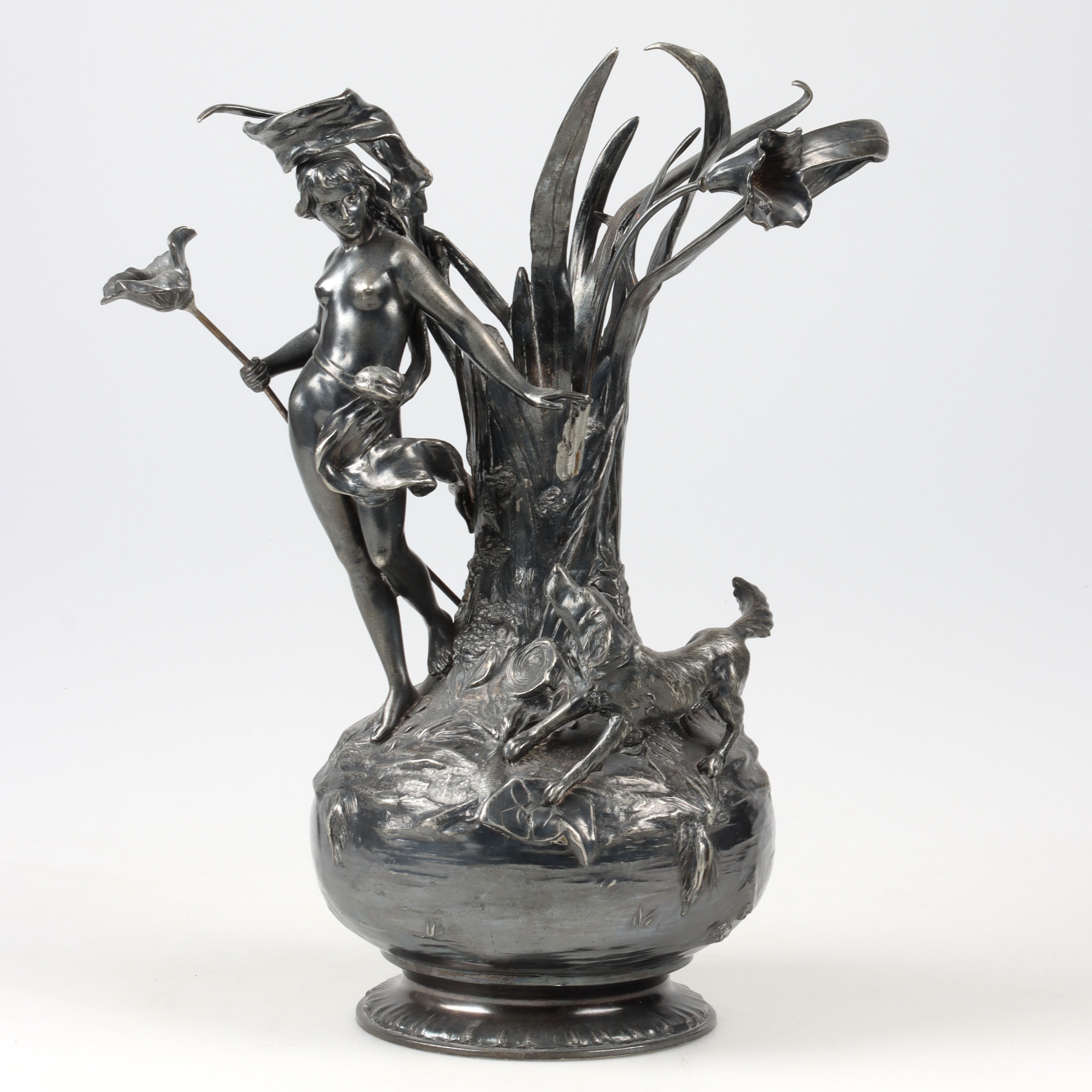 LAMPFOT/VAS, vitmetall, jugend, Württembergische Metallwarenfabrik, 1900-talets början.