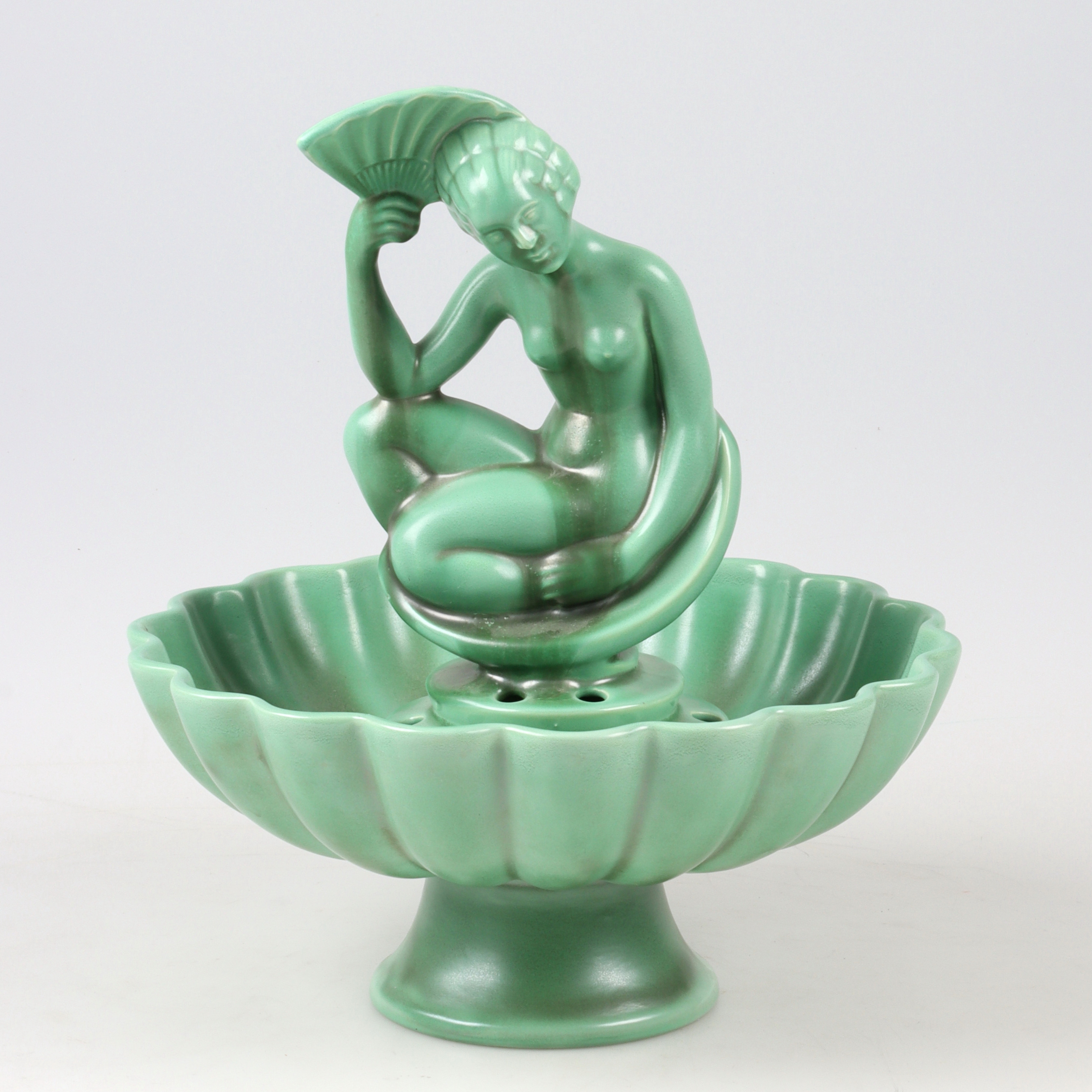 ARTHUR PERCY. Skål med blomsteruppsats, 2 delar, keramik, Gefle Porslinsfabrik, Swedish Grace. 1900-talets första hälft.