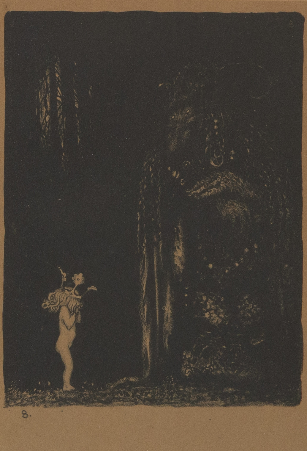 JOHN BAUER (SVERIGE, 1882-1918). ”– En sådan eländig liten bleknos! Sa' trollet”, originallitografi, No. 8 ur sviten "Troll", 1915, Ernst Bauers förlag, Göteborg.