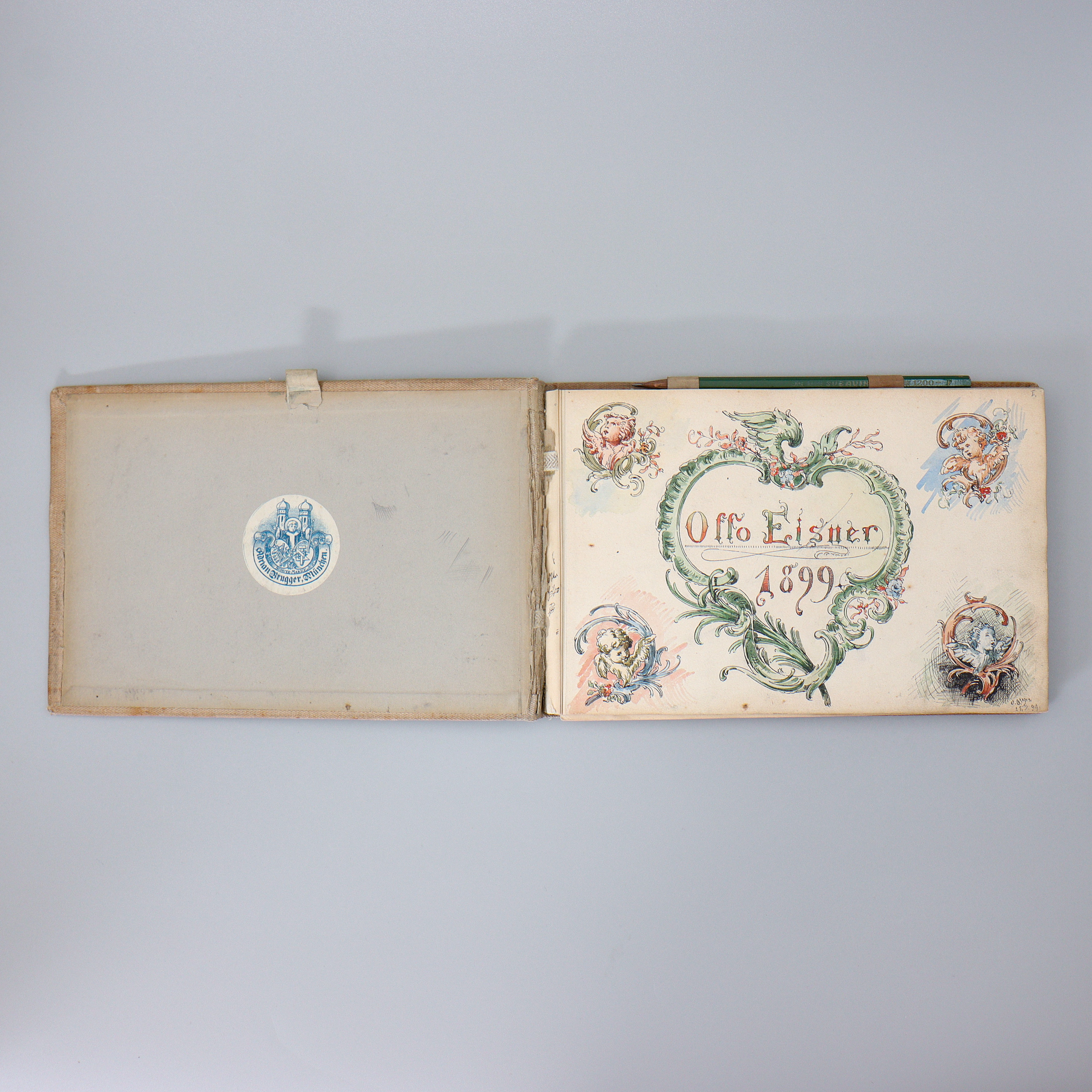 MÜNCHEN 1899, AKVARELLER I ALBUM, FLERA KONSTNÄRER, SIGNERADE (ÅR 1899).