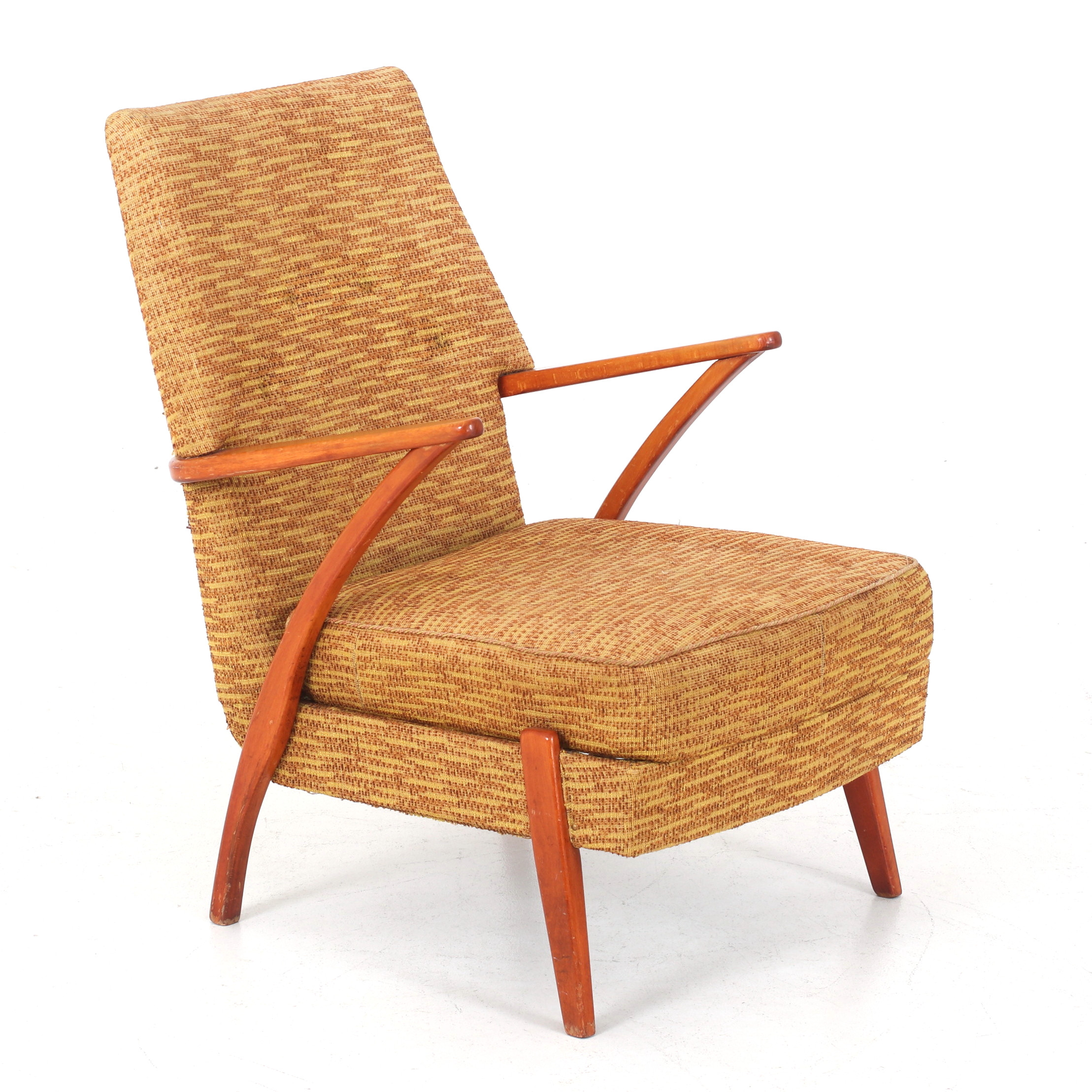 FÅTÖLJ, textil, teak, 1950/60-tal.