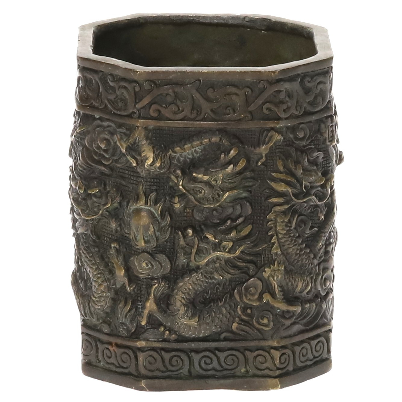 Penselställ, brons, Qianlong-stil, Kina.
