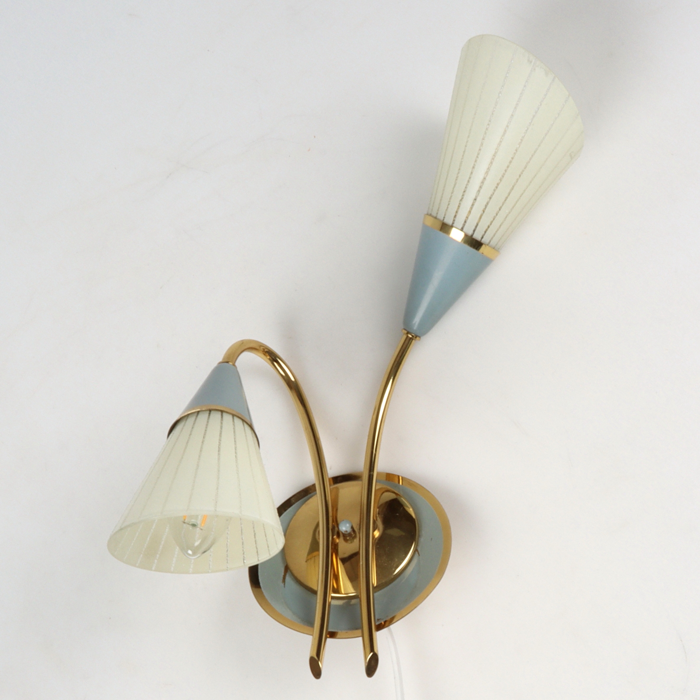VÄGGLAMPA, metall, glas, 1900-talets mitt.