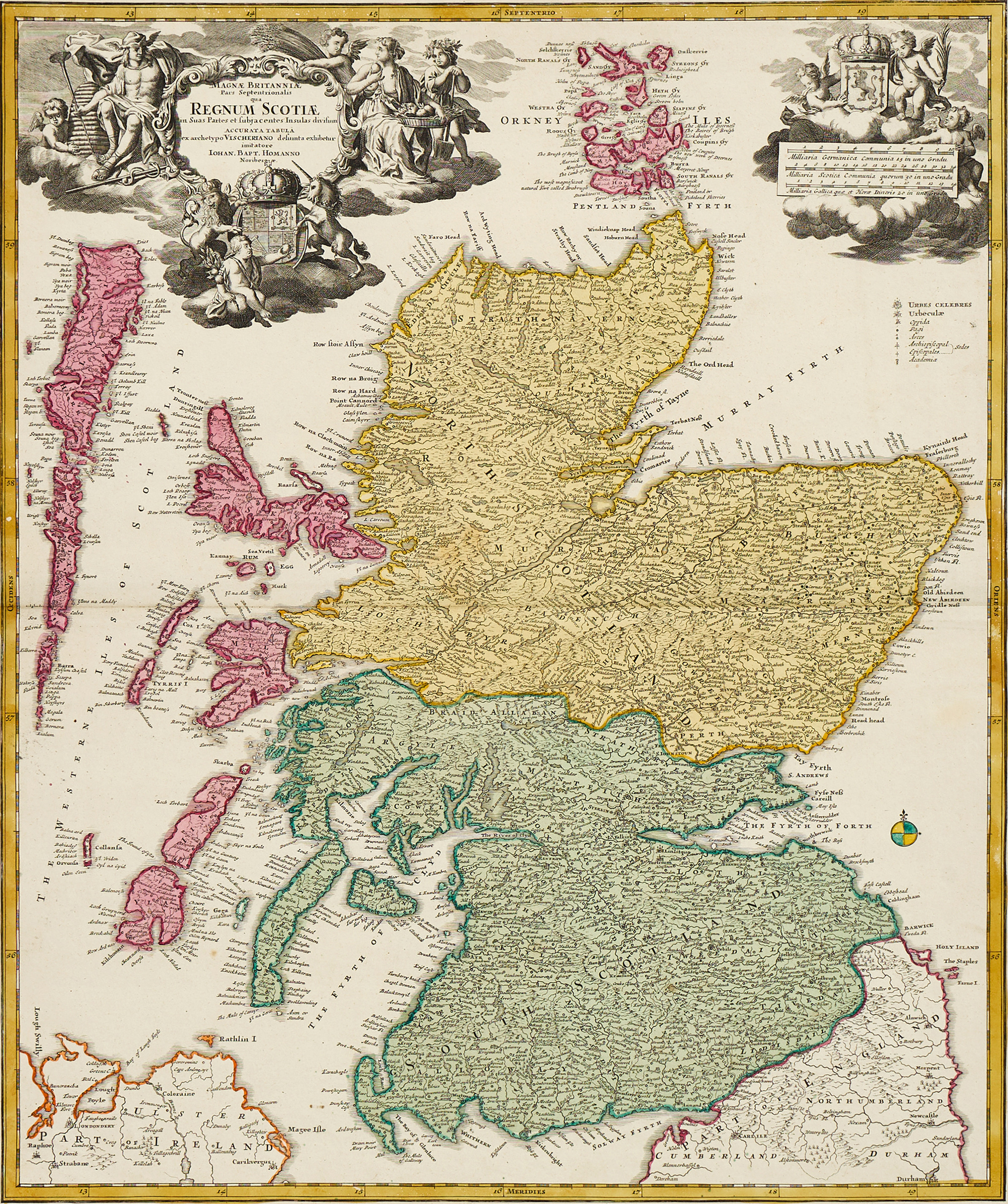 HOMANN, Magnæ Britanniæ Pars Septentrionalis qua Regnum Scotiæ, ca 1710-1720.