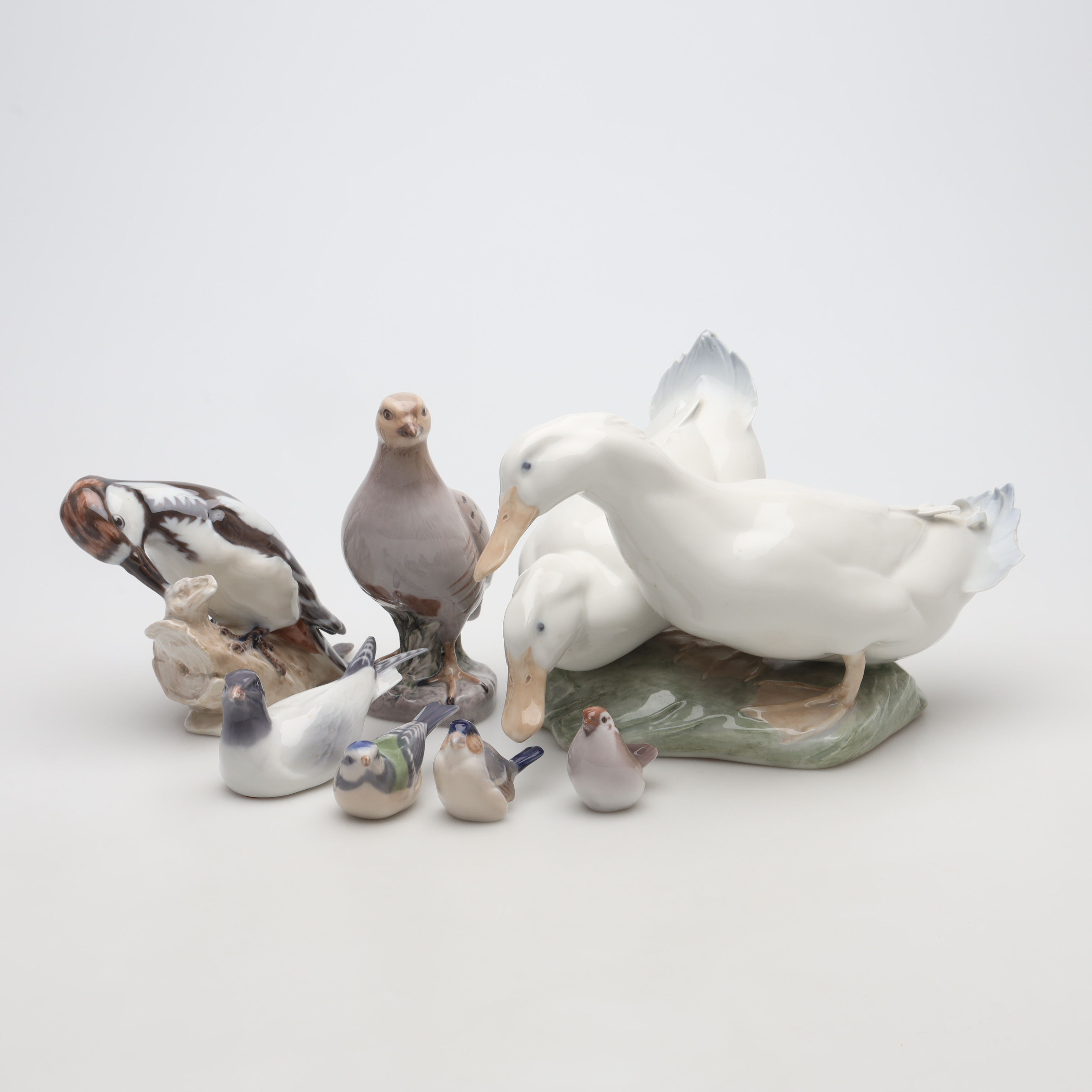 FIGURINER, 7 stycken, fåglar, Royal Copenhagen samt Bing & Gröndahl.