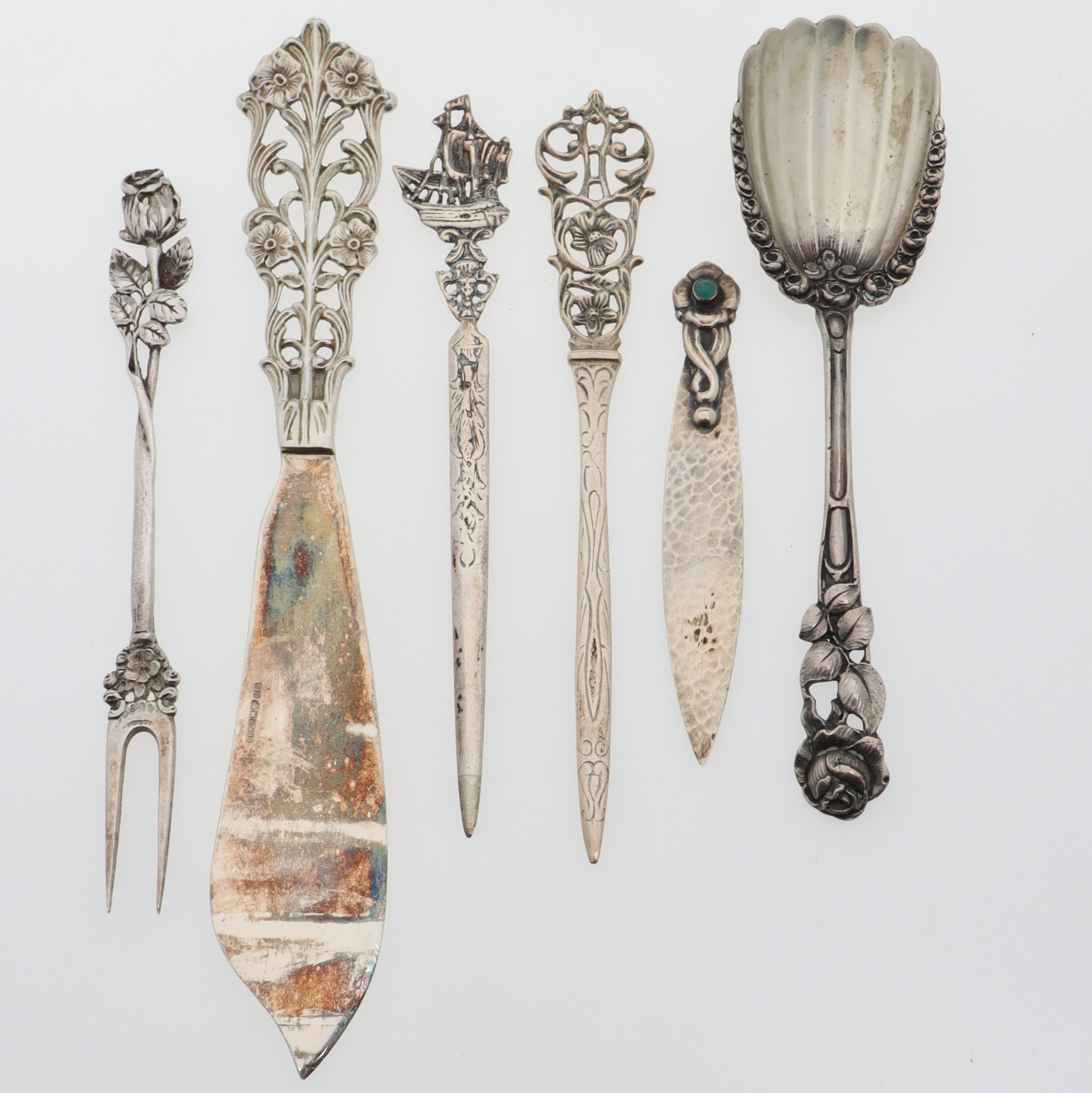 BREVKNIVAR & BESTICK, 6 delar, silver.