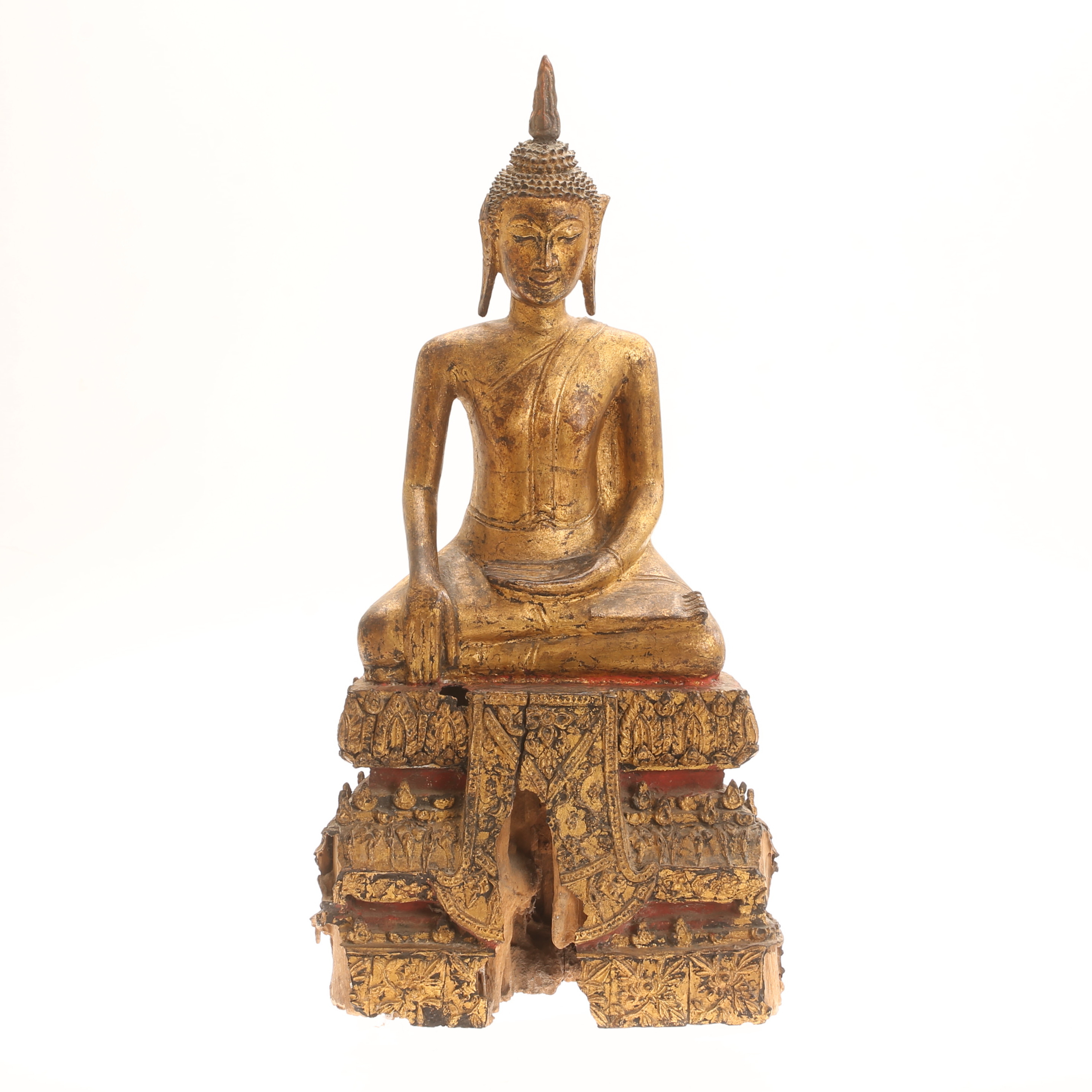 BUDDHA, förgyllt trä, antik, möjligen Thailändsk.