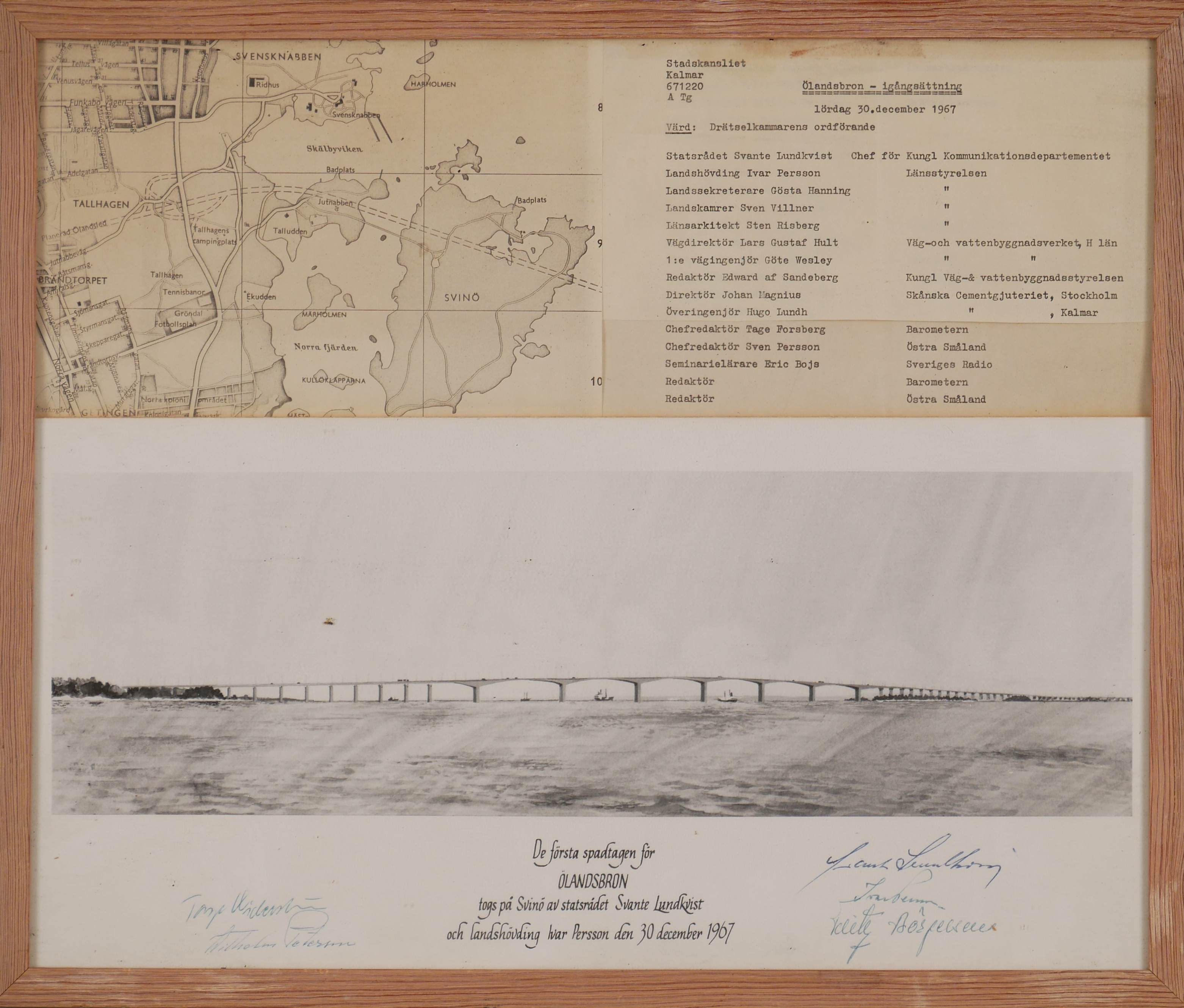 ÖLANDSBRON - IGÅNGSÄTTNING. Tavla, 1967.