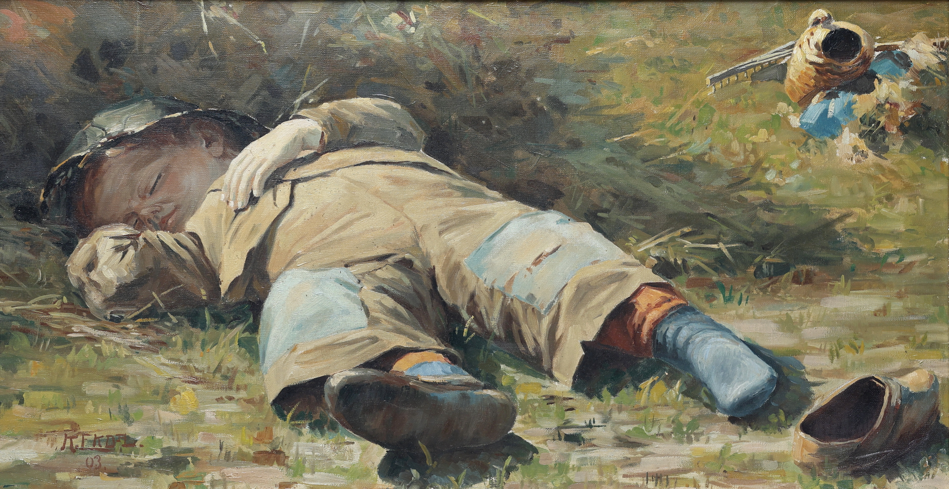 KNUT EKDAHL (1877-1961) Olja på duk, sovande barn, signerad.