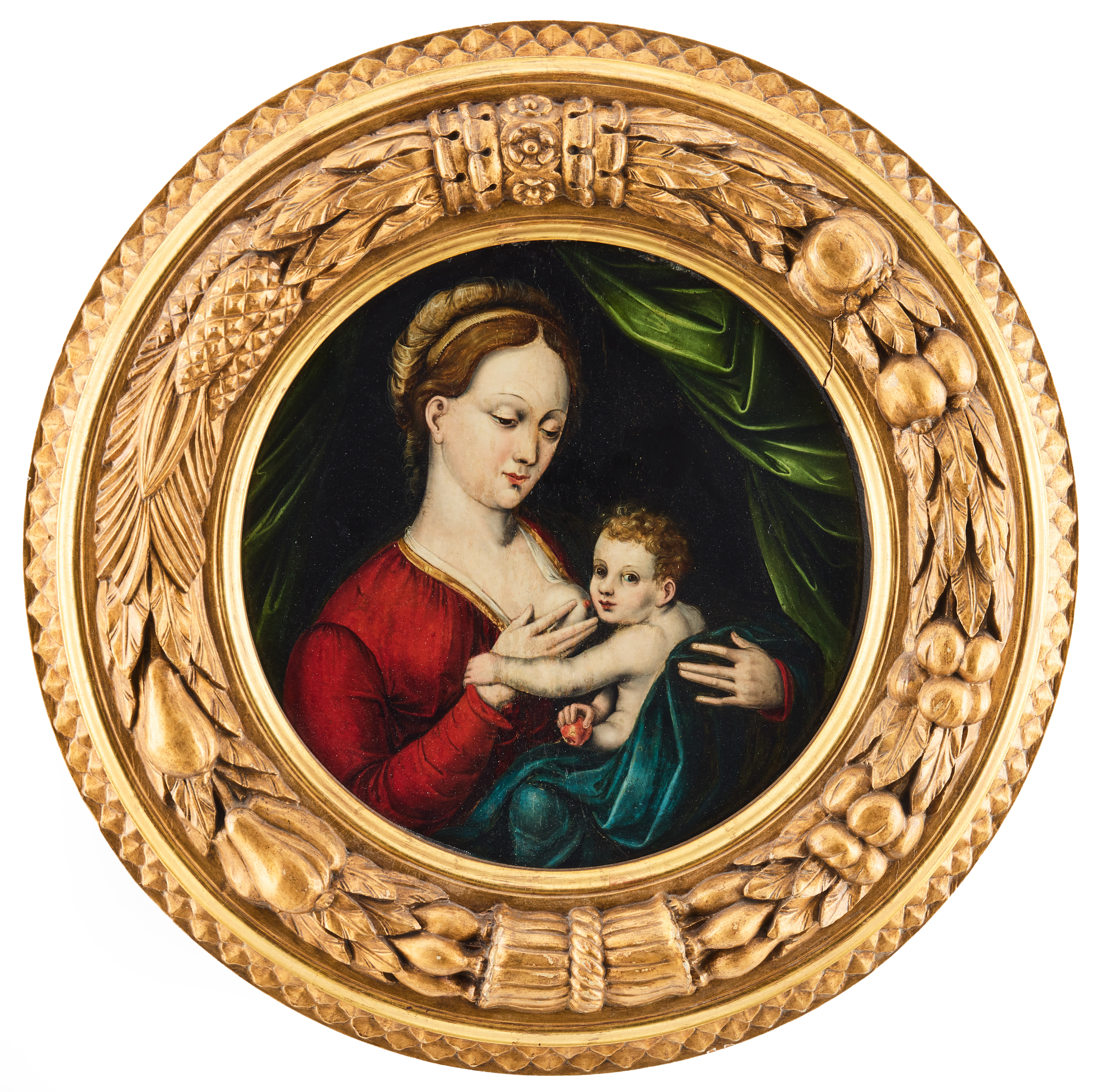 FLEMISH SCHOOL, CA. 1600. Follower of Joos van Cleve. The Virgin and Child (Maria lactans).