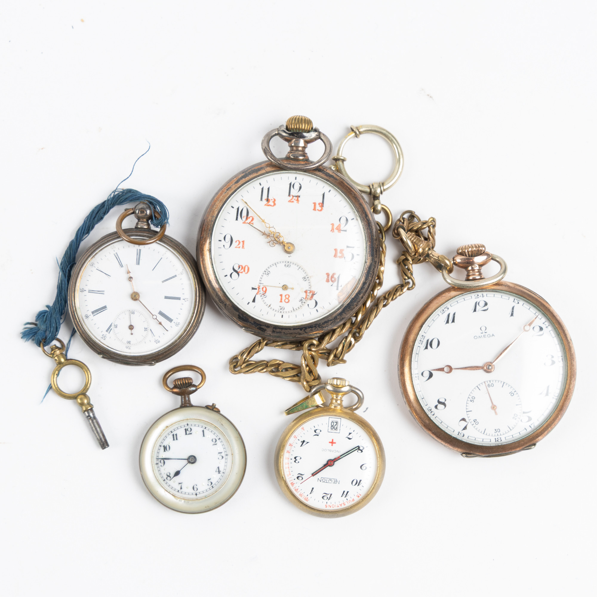SAMLING FICKUR, 5 st, 1800/1900-tal, bl.a. Omega.
