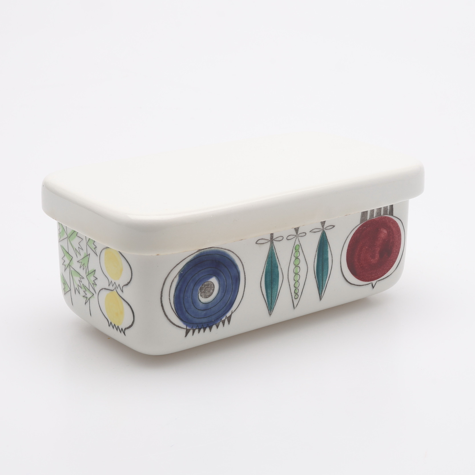 MARIANNE WESTMAN. SMÖRASK MED LOCK, PORSLIN, RÖRSTRAND "PICKNICK", FORMGIVEN 1956.