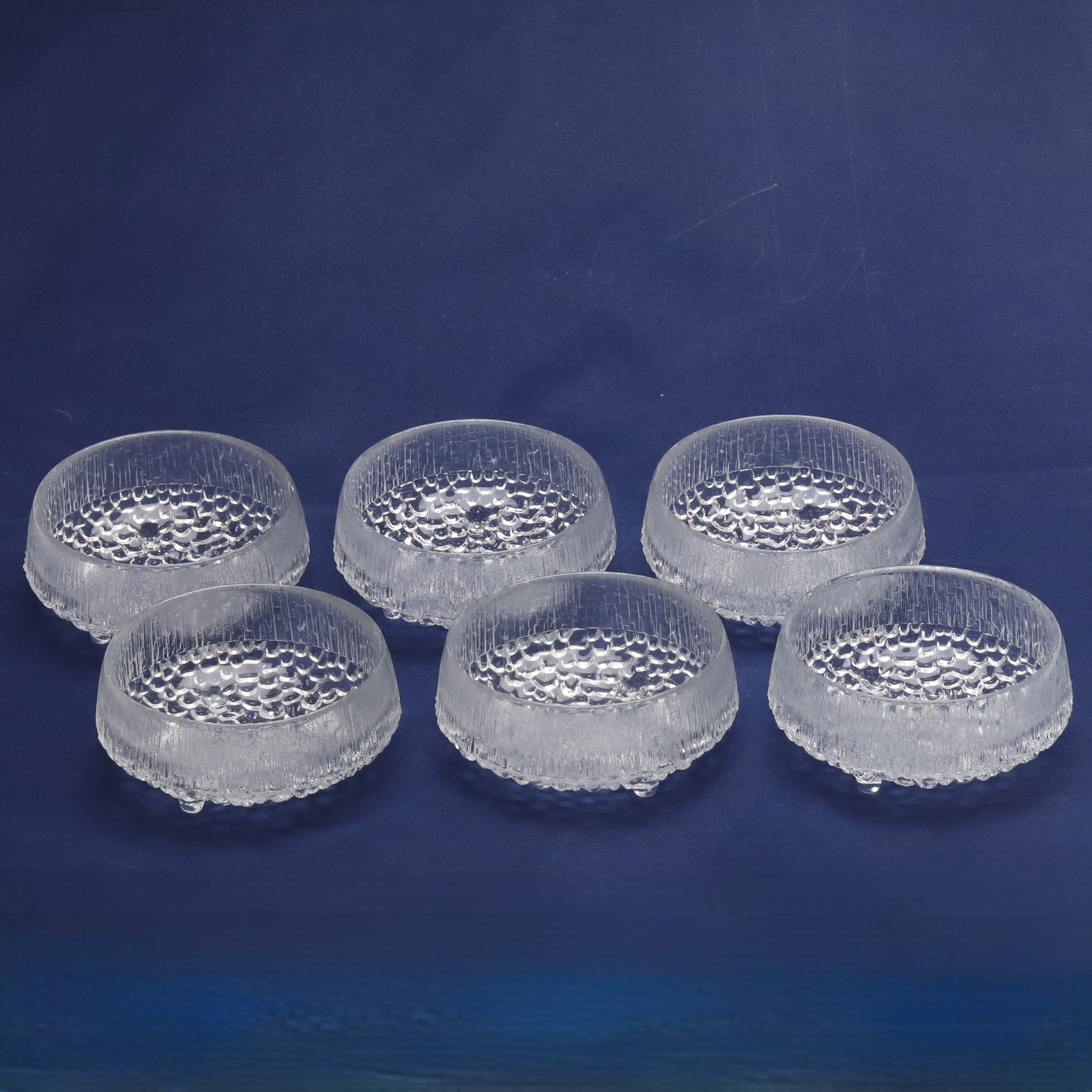 TAPIO WIRKKALA. Dessertskålar. 6 st. Glas "Ultima thule" Iittala, Finland.