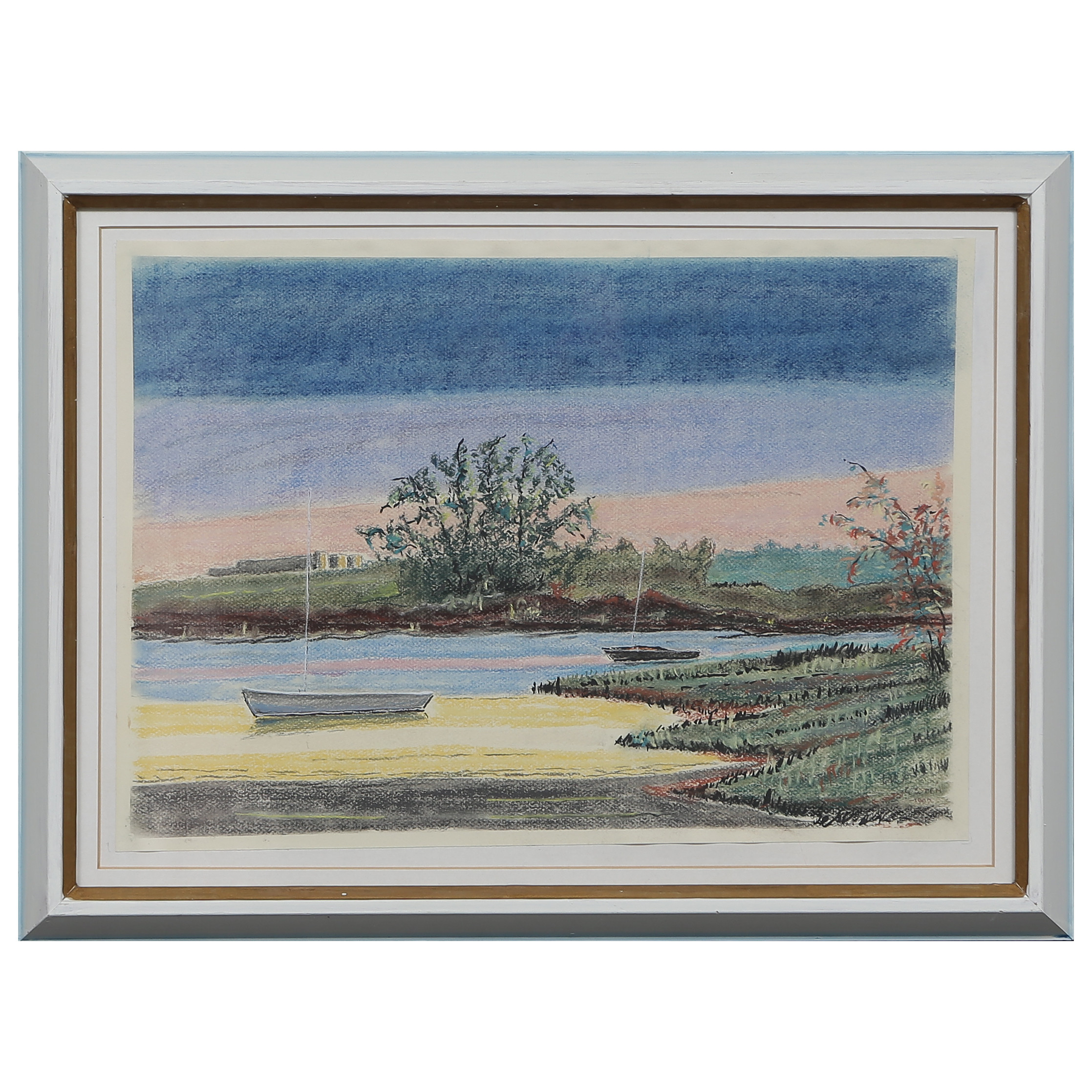 GUNNAR SYRÉN, PASTELL "STRANDMOTIV" SIGNERAD, INGLASAD, A TERGO BORGHOLM 1997.