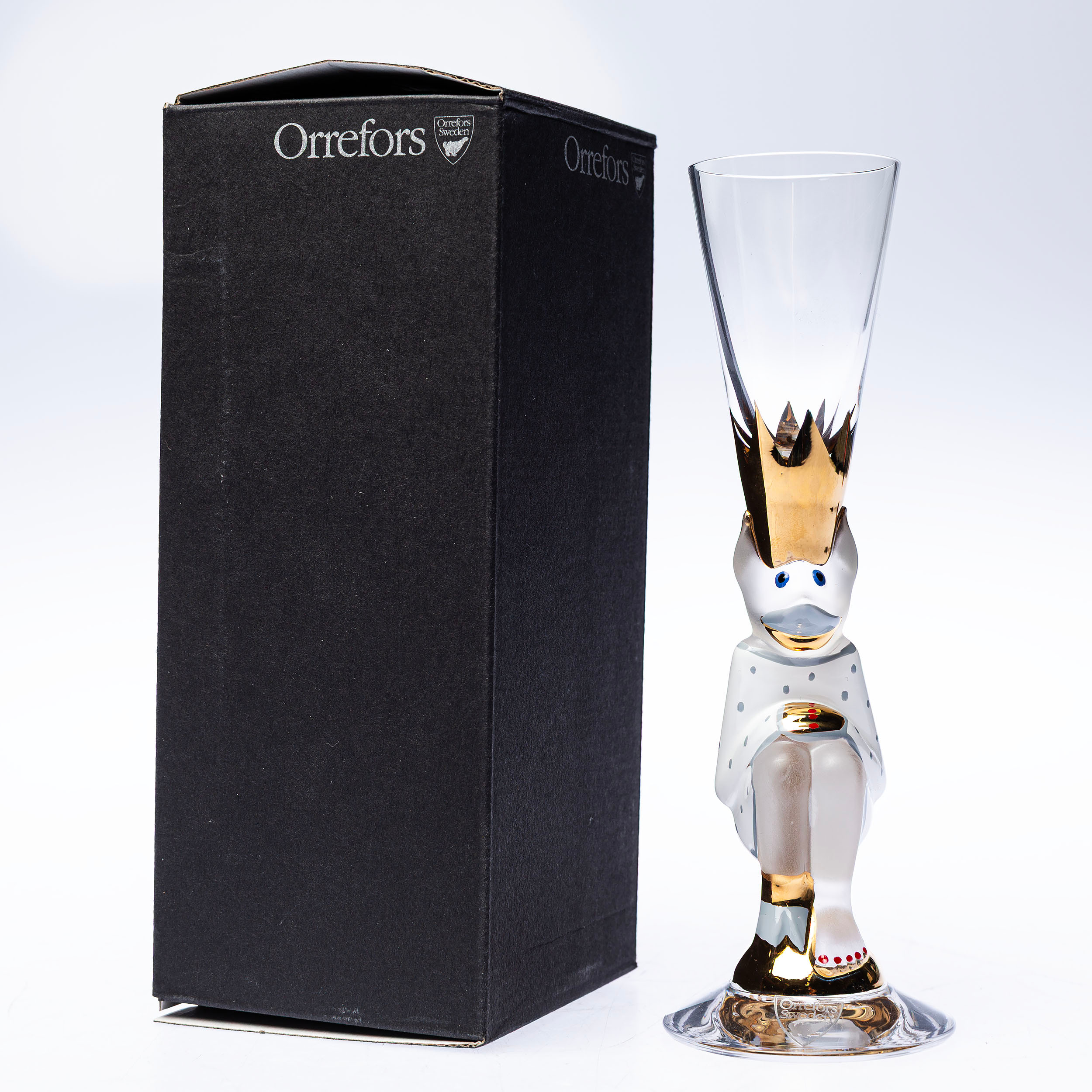 GUNNAR CYRÉN. Orrefors, "Djävulsglas", snapsglas / minnesglas, märkt GC Minne.