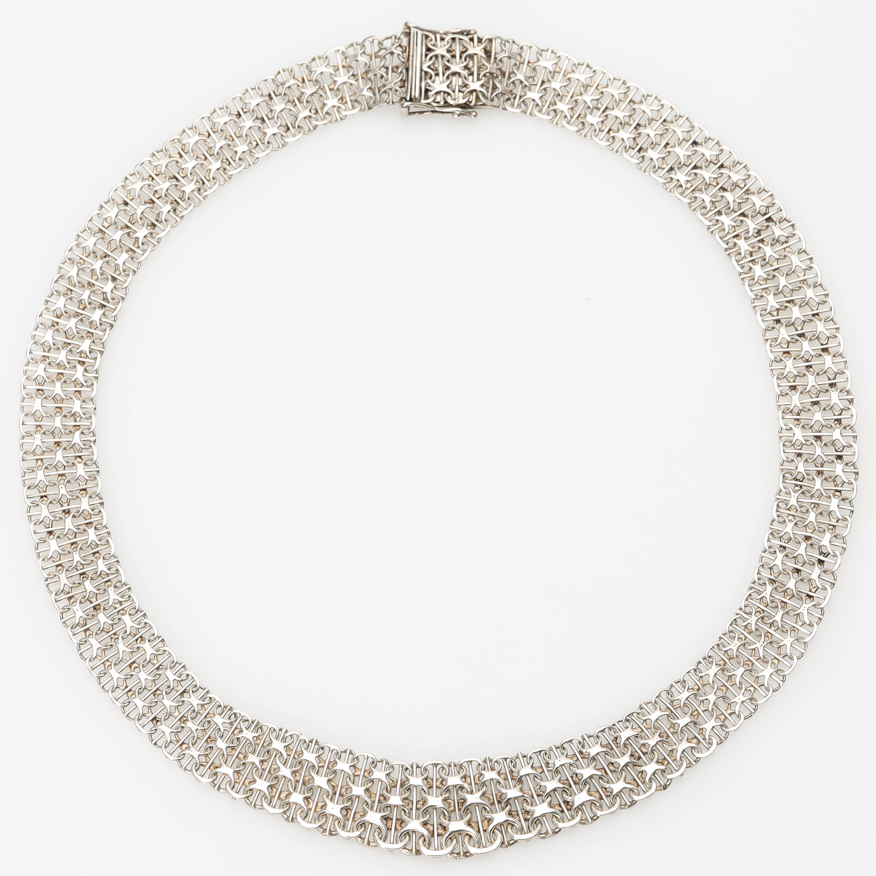 COLLIER, sterlingsilver, längd 43 cm, x-länk med stav.