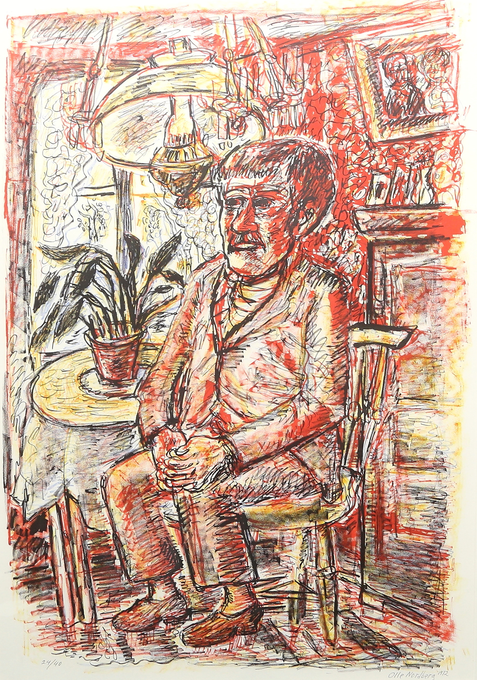 OLLE NORDBERG. litografi, signerad.