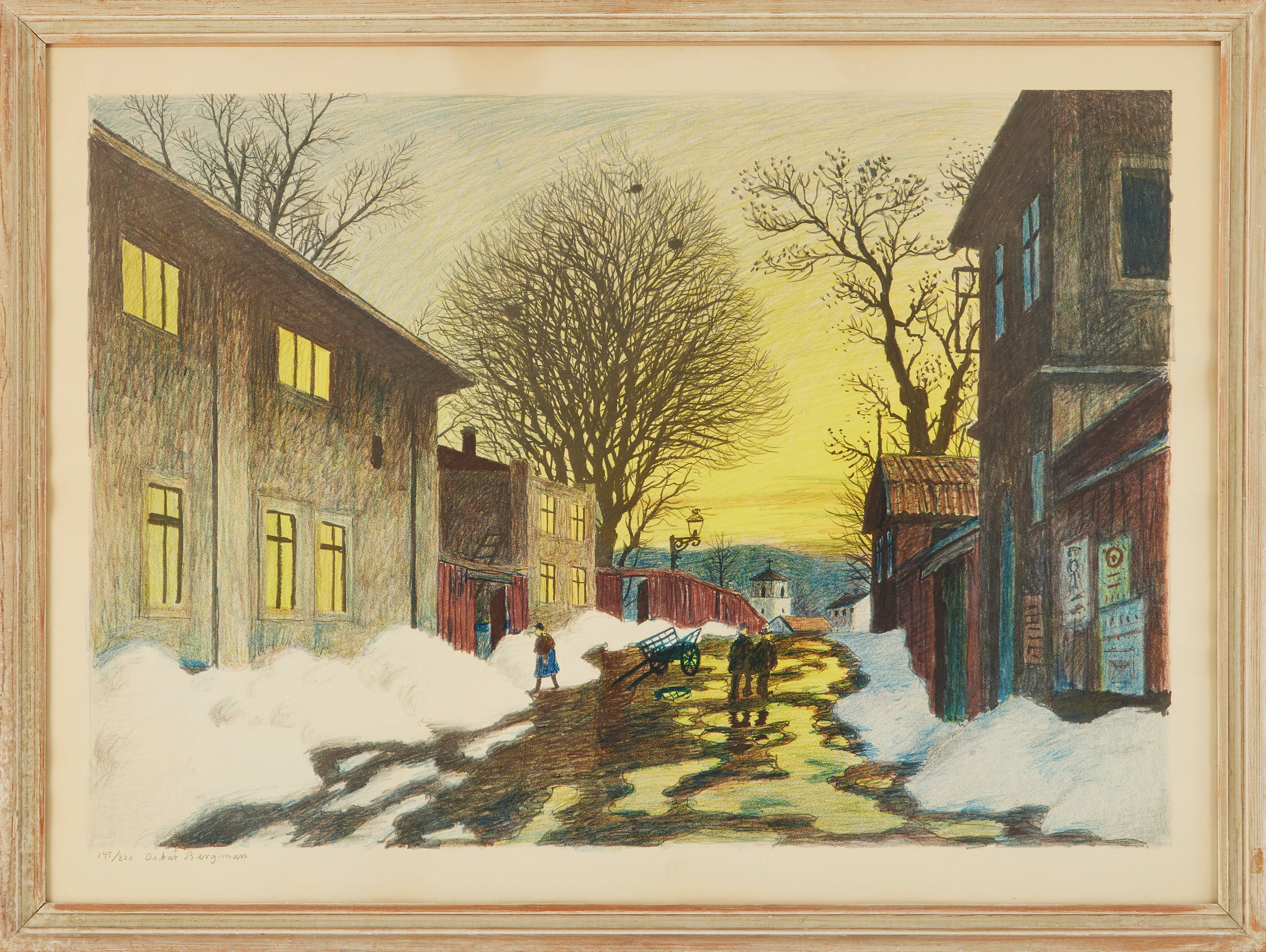 OSKAR BERGMAN. OSKAR BERGMAN (1879–1963). Vintersol, signerad, numrerad 145/200.