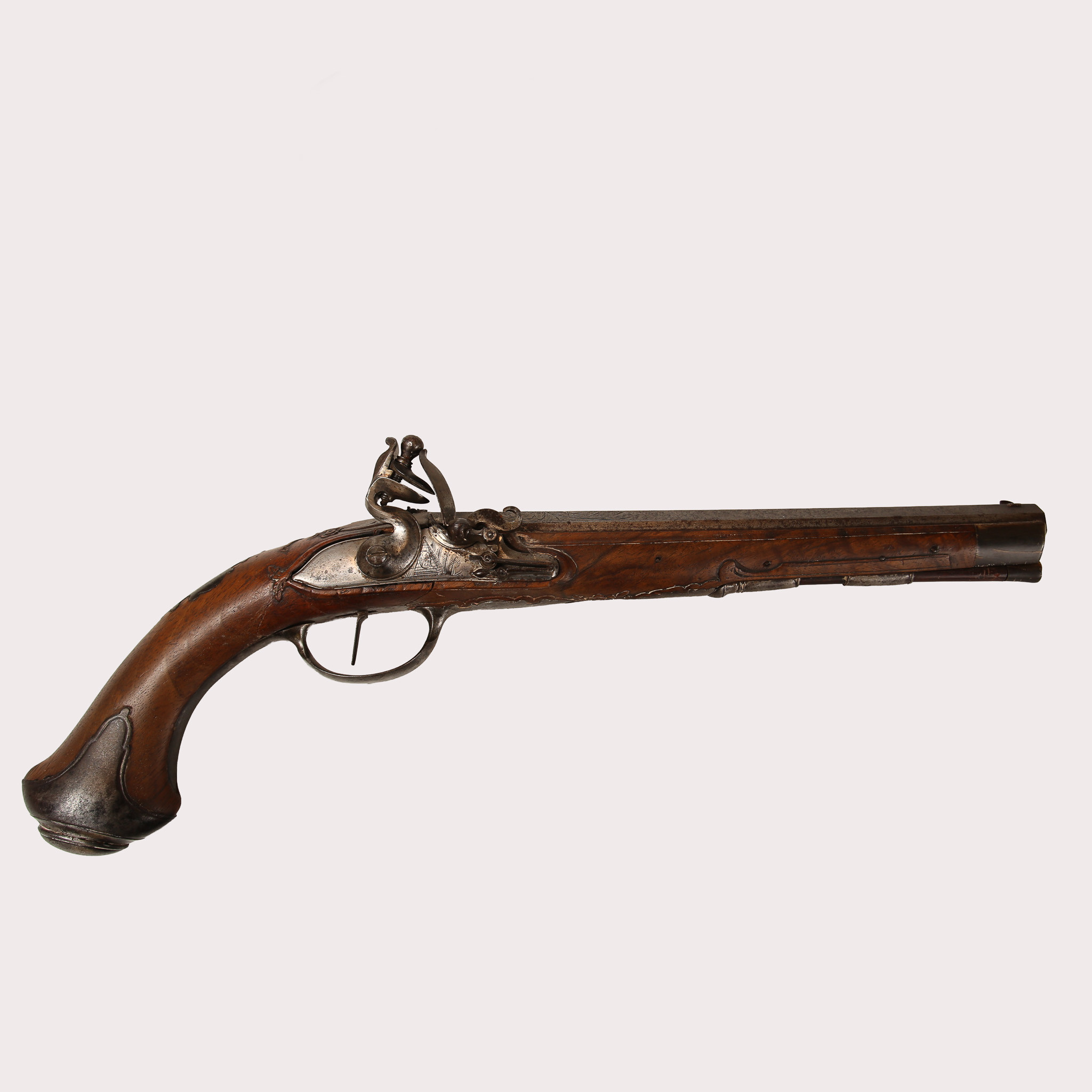 FLINTLÅSPISTOL, Tyskland, 1780-talet, vapensmed Jacob Kuchenreuter 1709-1783, Regensburg, för officer.