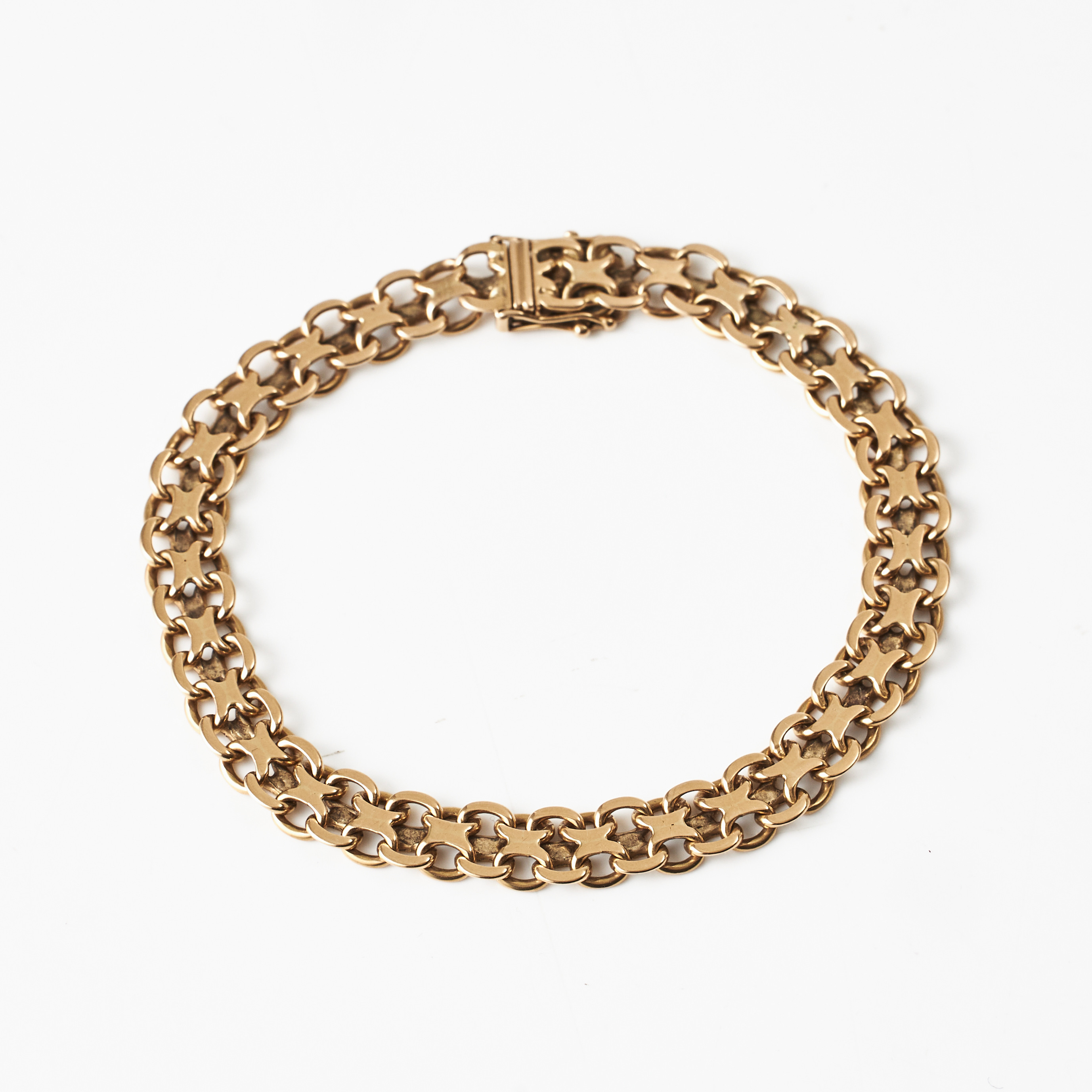 ARMBAND, 18 k guld, x-länk, K Emanuelssons Guldsmide, Stockholm 1952.
