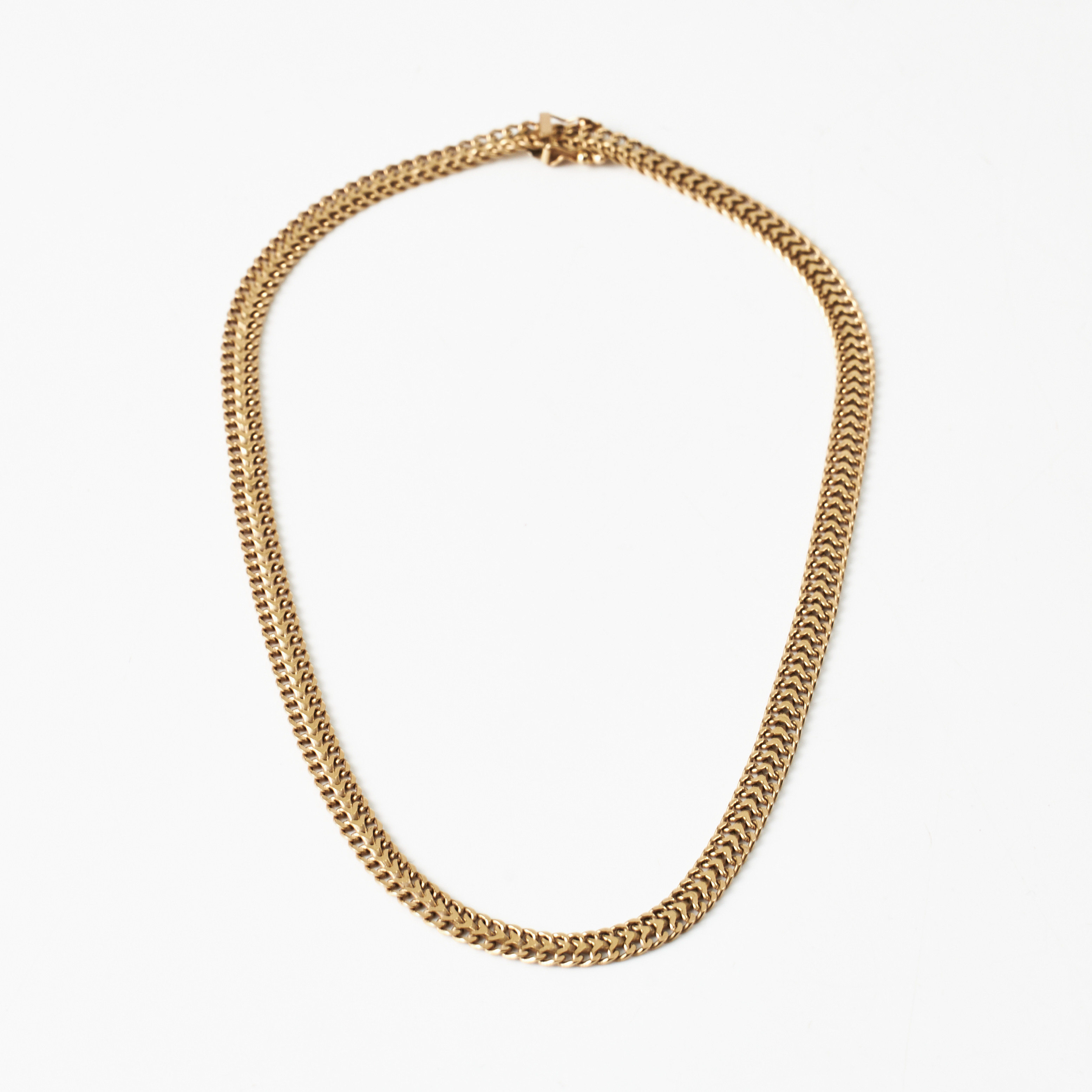 COLLIER, 18 k guld, fiskbenslänk, Uno A Erre, Italien, svensk kontrollstämpel.