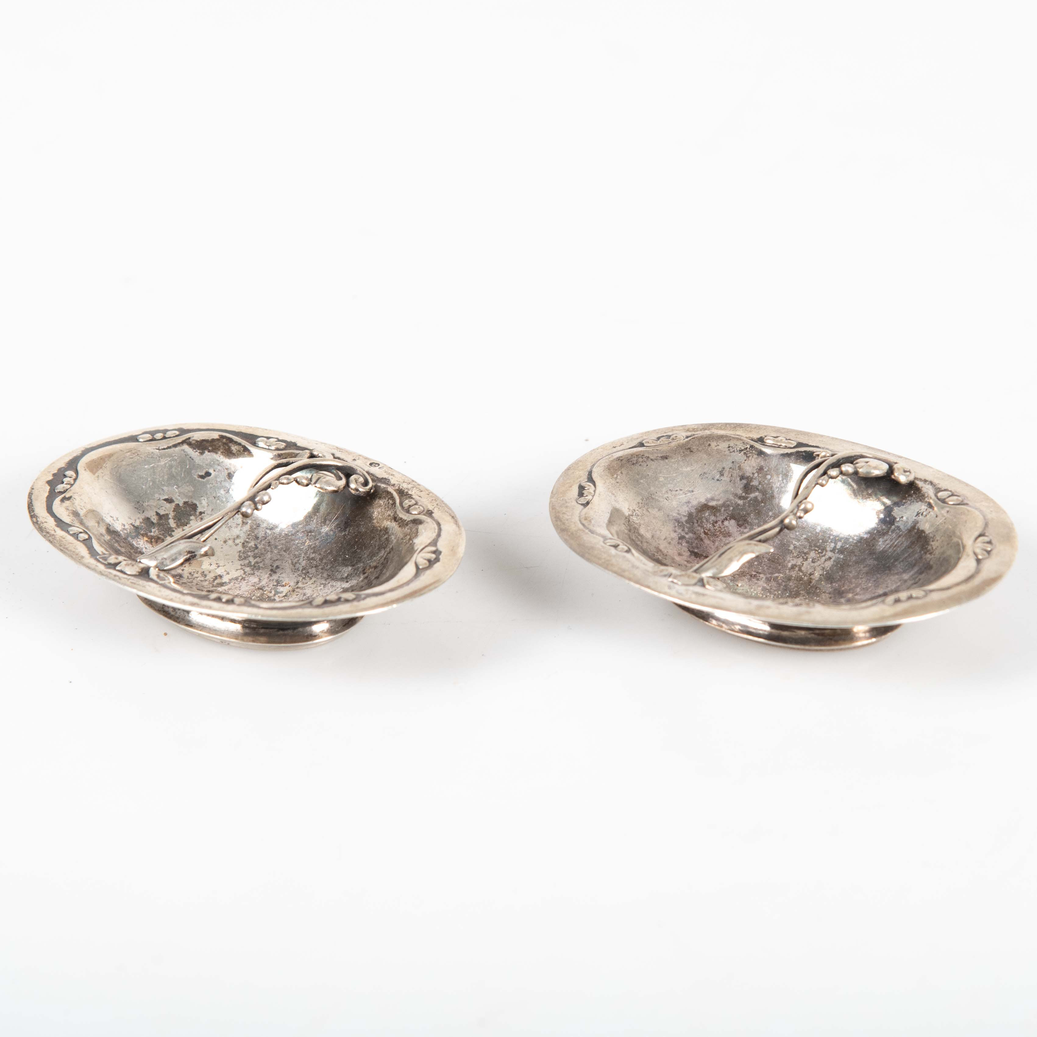 GEORG JENSEN. Saltkar, ett par, silver, Art Nouveau, Köpenhamn 1918/19.