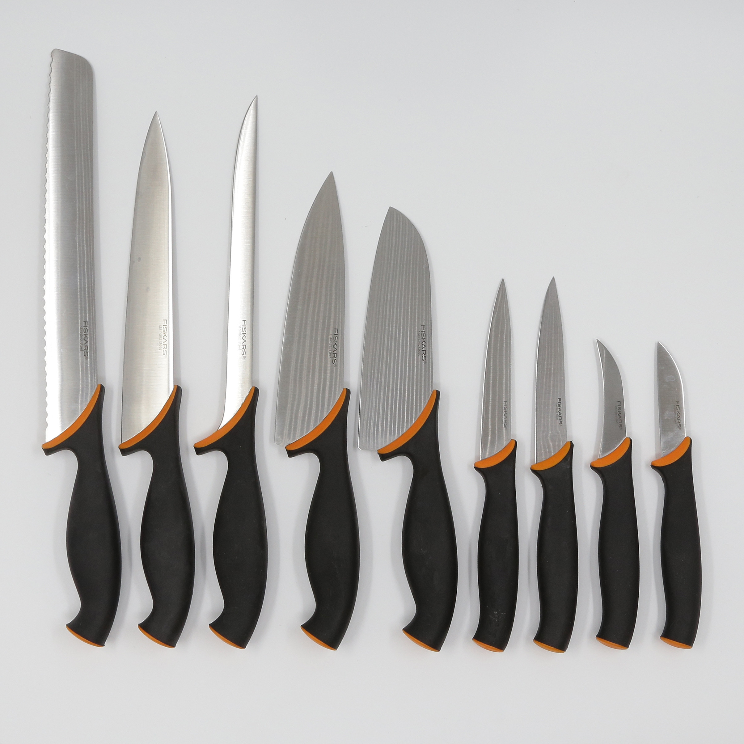 KNIVAR "FISKARS", ROSTFRITT STÅL, 9 DELAR.