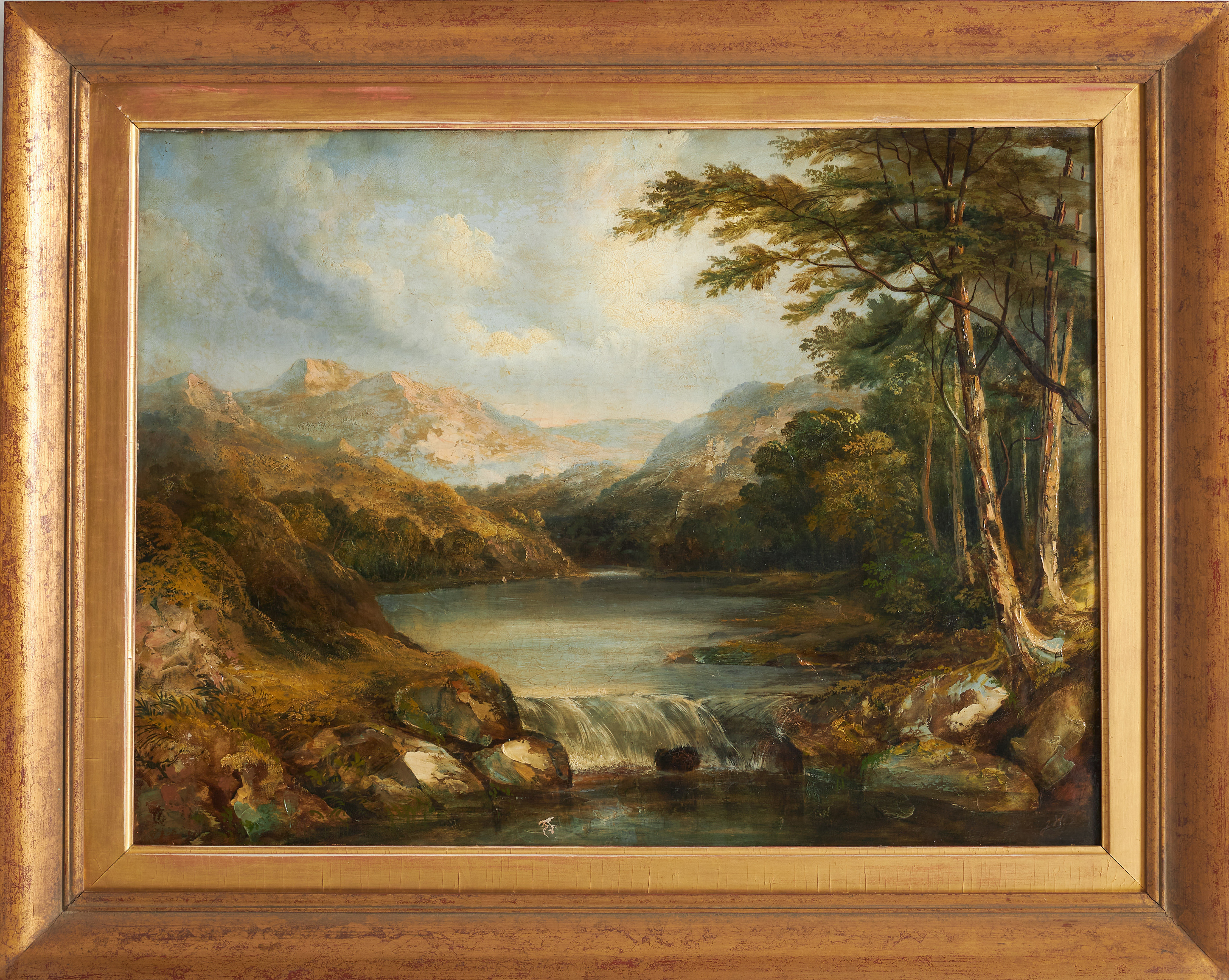 JAKOB HENLE (TYSKLAND 1809-1885). TILLSKRIVEN. Landskap, olja på duk, monogramsignerad JH.