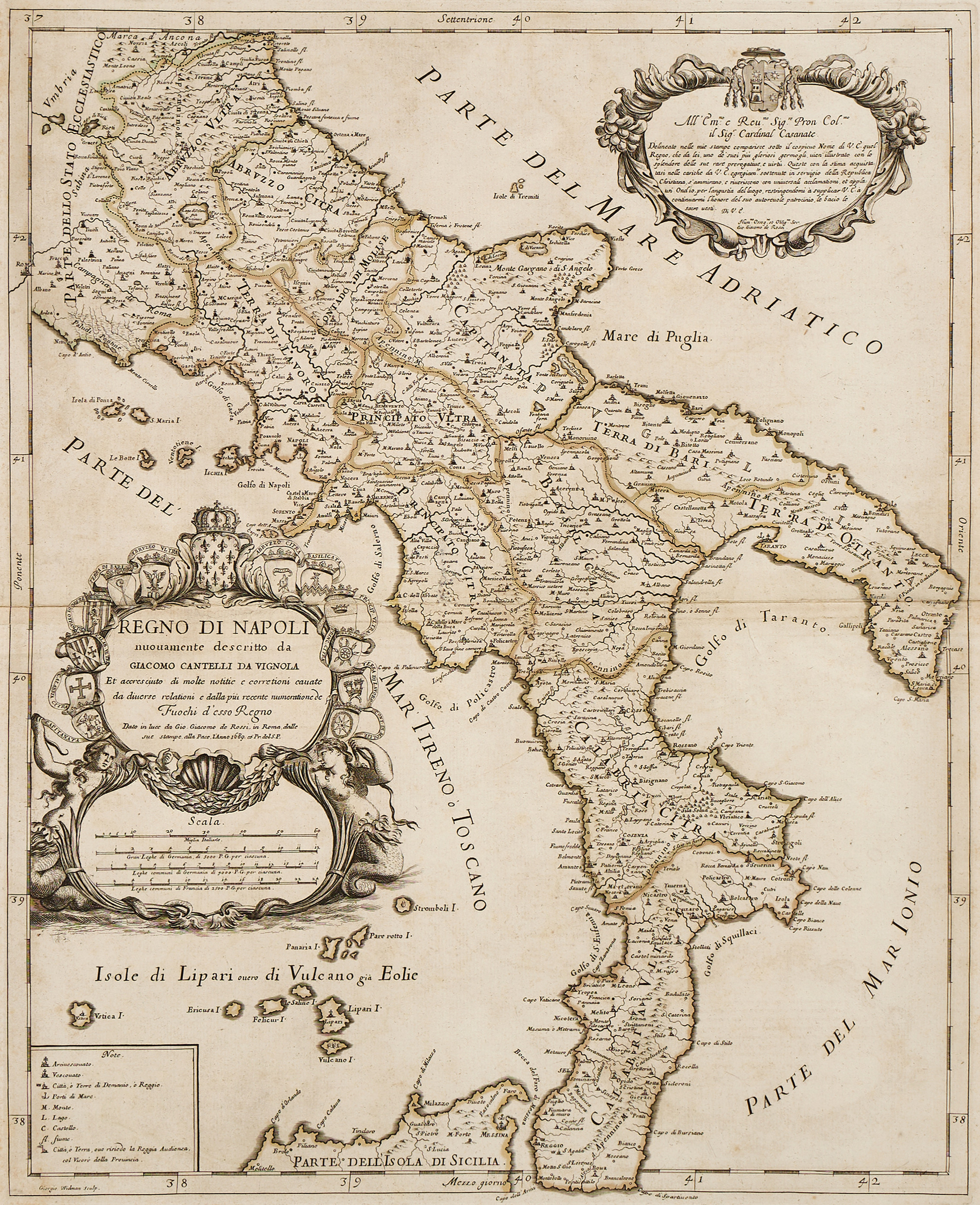 DA VIGNOLA, Regno di Napoli nuovamente descritto da Giacomo Cantelli Da Vignola, 1689. TARDIEU, Carte du Royaume de Naples, ca 1820.