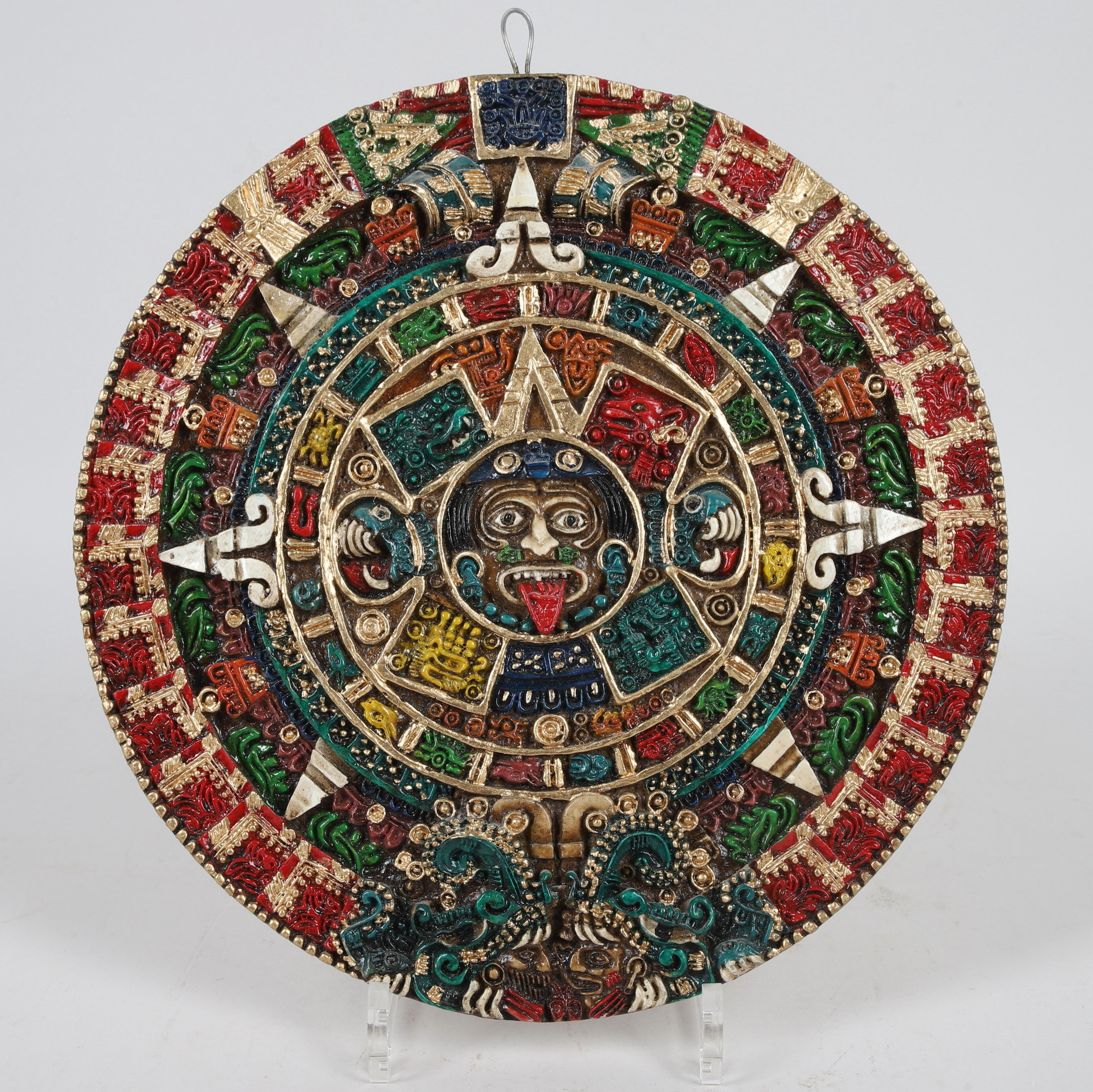 MAYA AZTEC-KALENDER, bemålad konstmassa, "Solsten", 1900-tal.