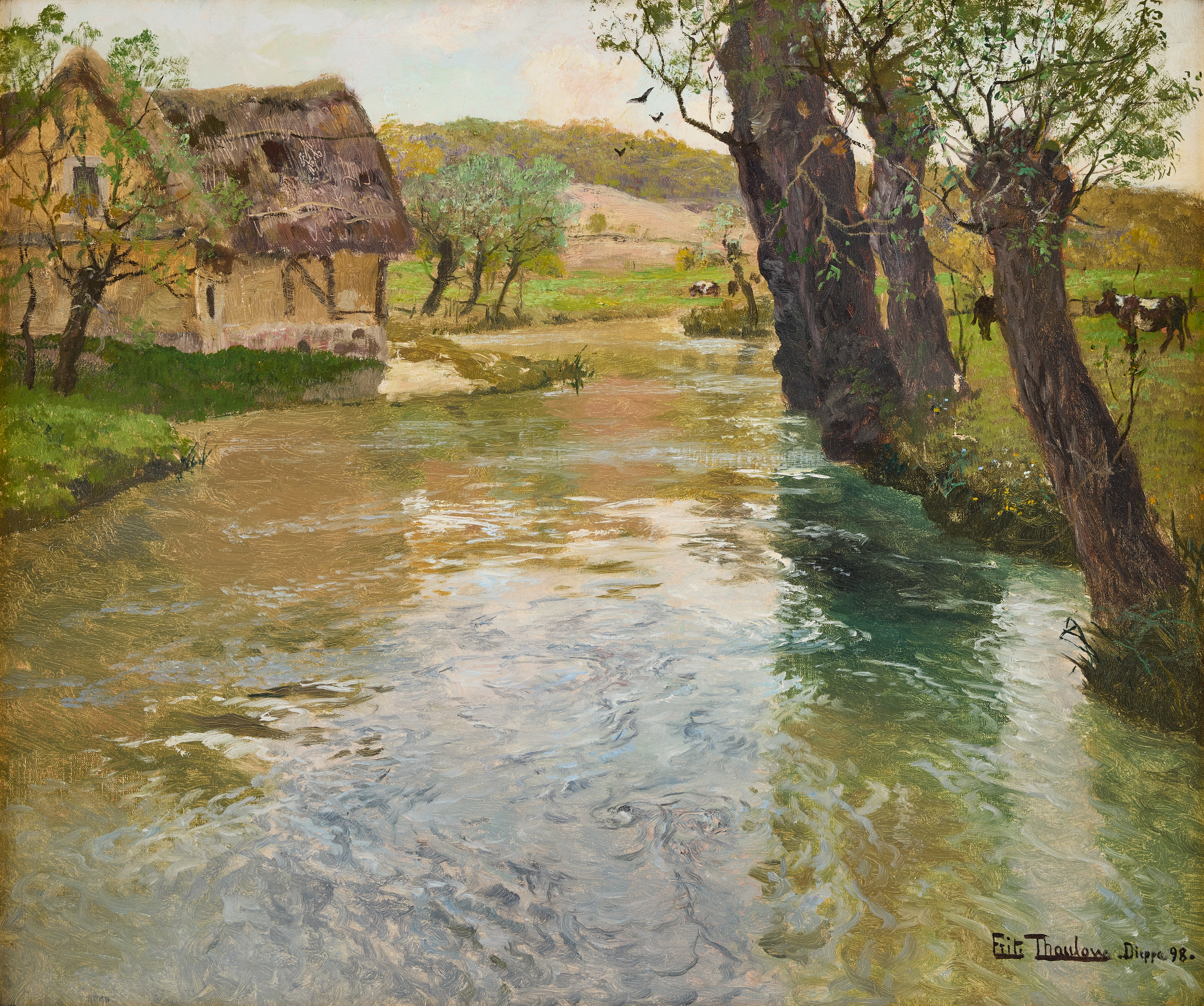 FRITS THAULOW. Flodlandskap, Arques, Dieppe.