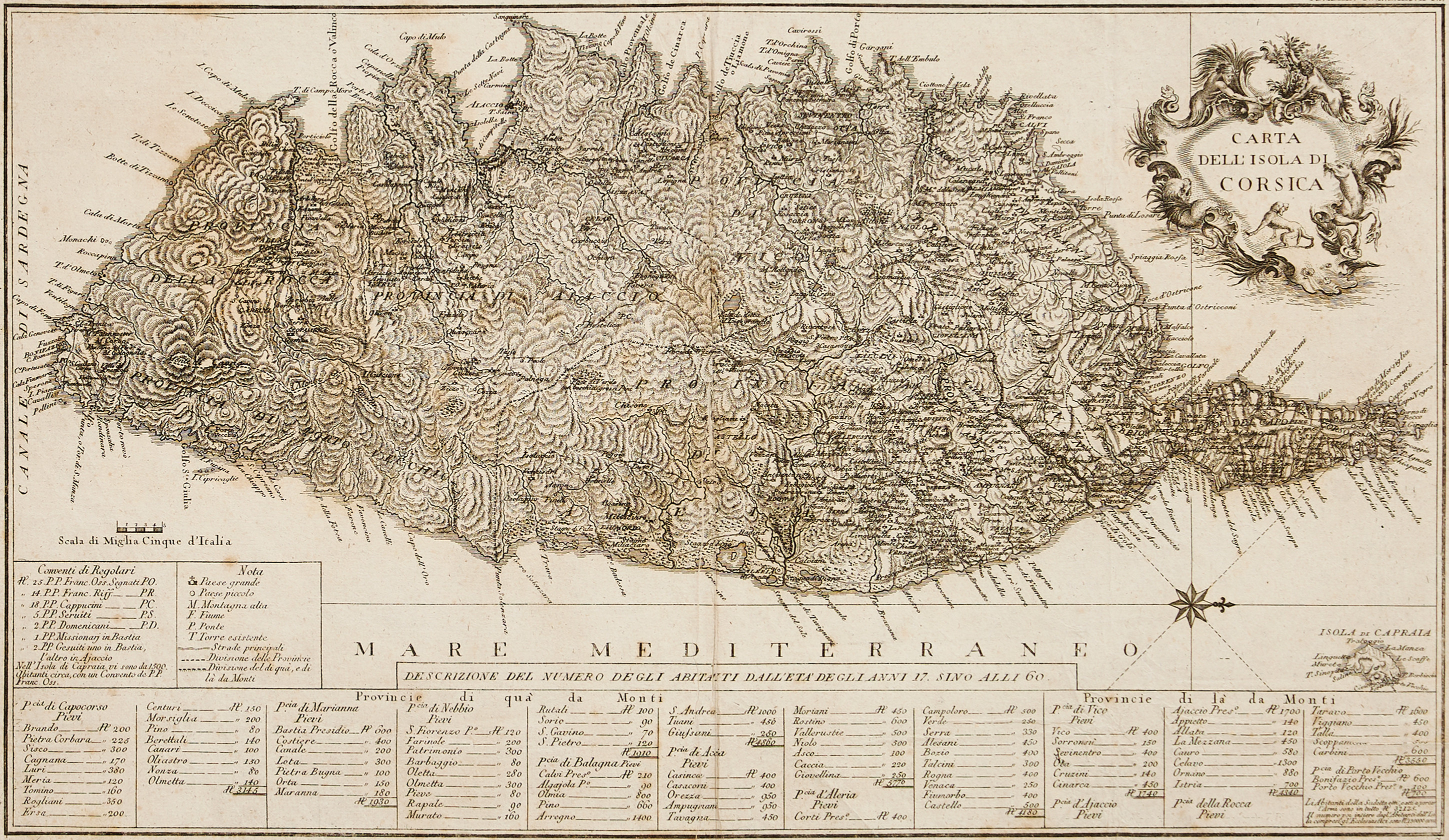 GEBAUER, Carta Dell' Isola di Corsica.